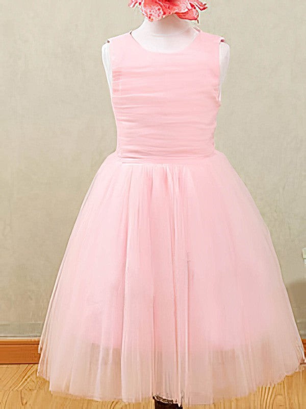Trendy A-Line Jewel Sleeveless Tulle Flower Girl Dresses