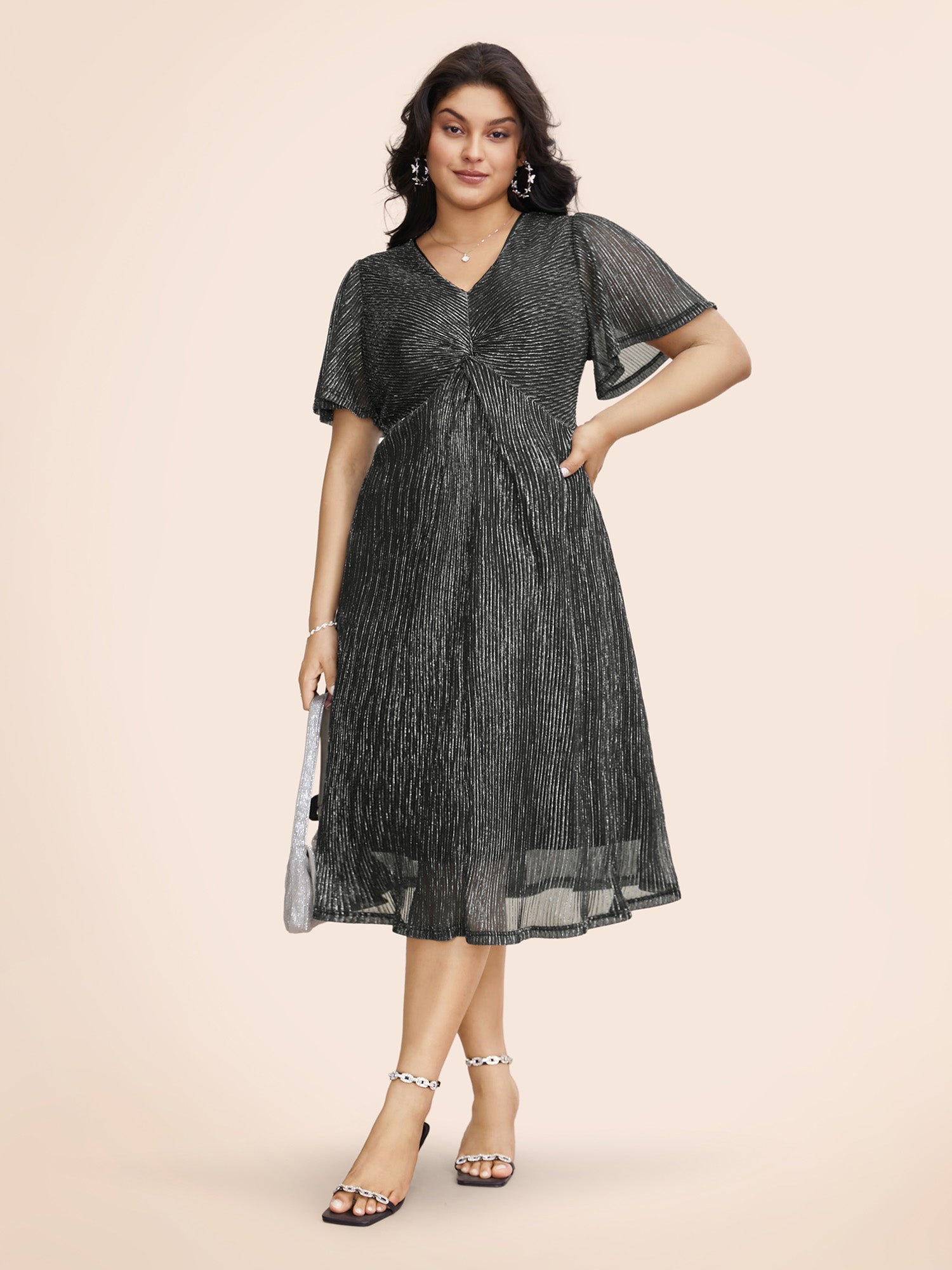 Texture Twist Front See Through Dress