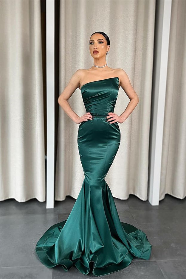 Strapless Mermaid Dark Green Long Evening Dress