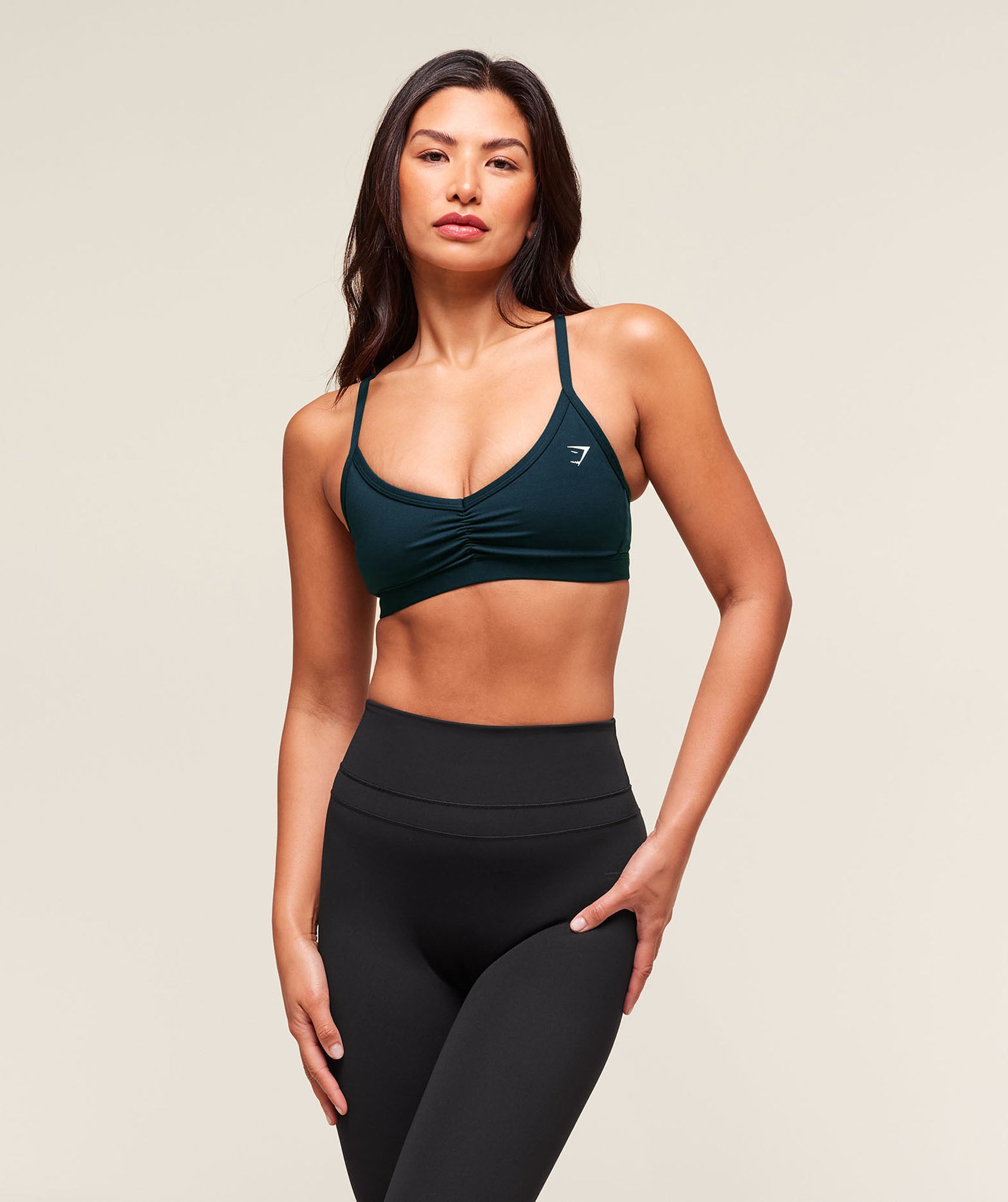Gymshark Ruched Strappy Sports Bra - Deep Petrol Blue