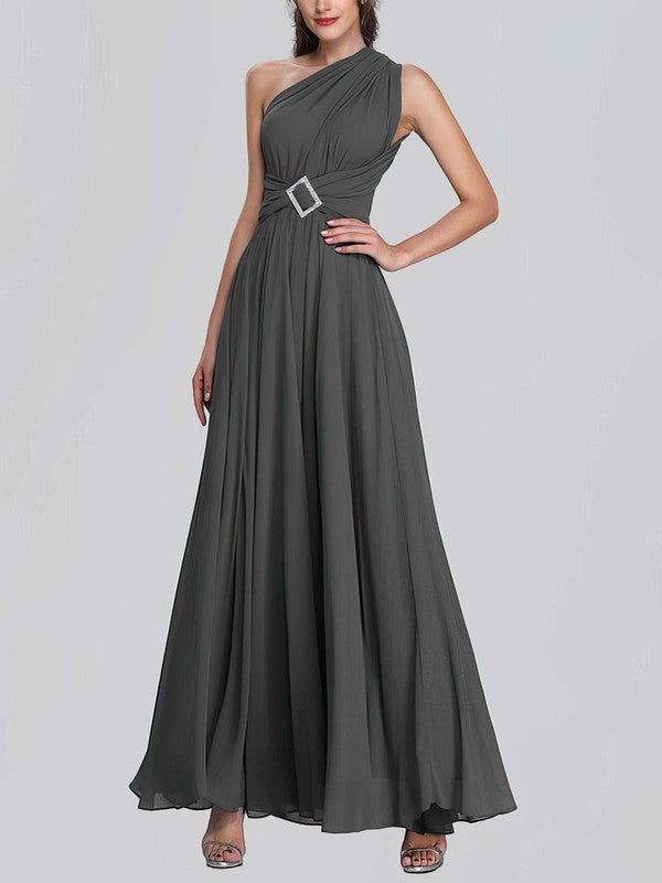 Stunning A-Line One Shoulder Sleeveless Chiffon Ankle-Length Bridesmaid Dresses