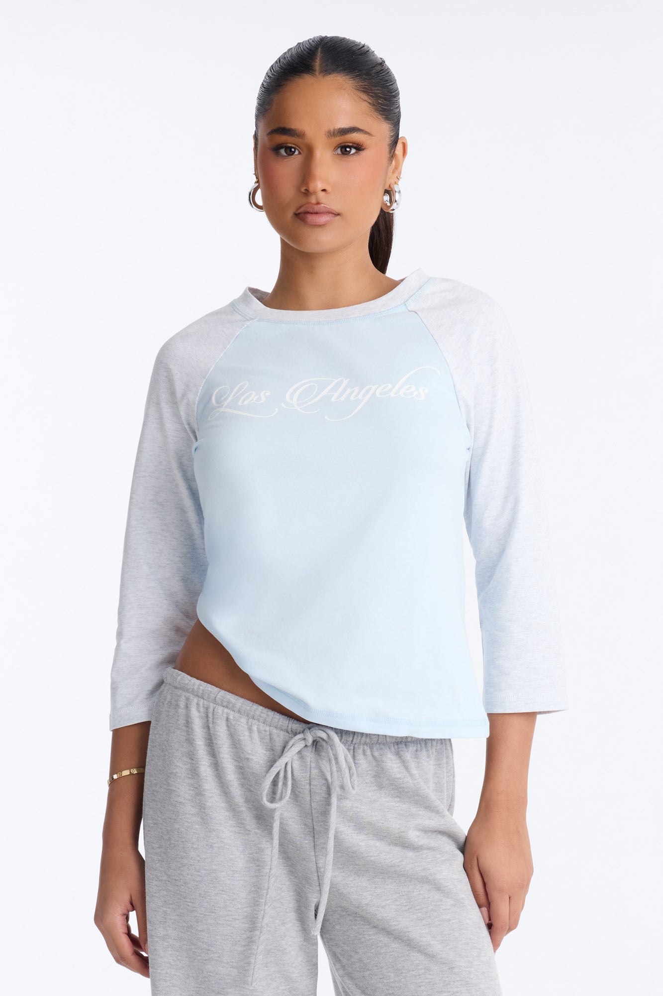 Home Run Hottie Raglan Tee - Light Blue