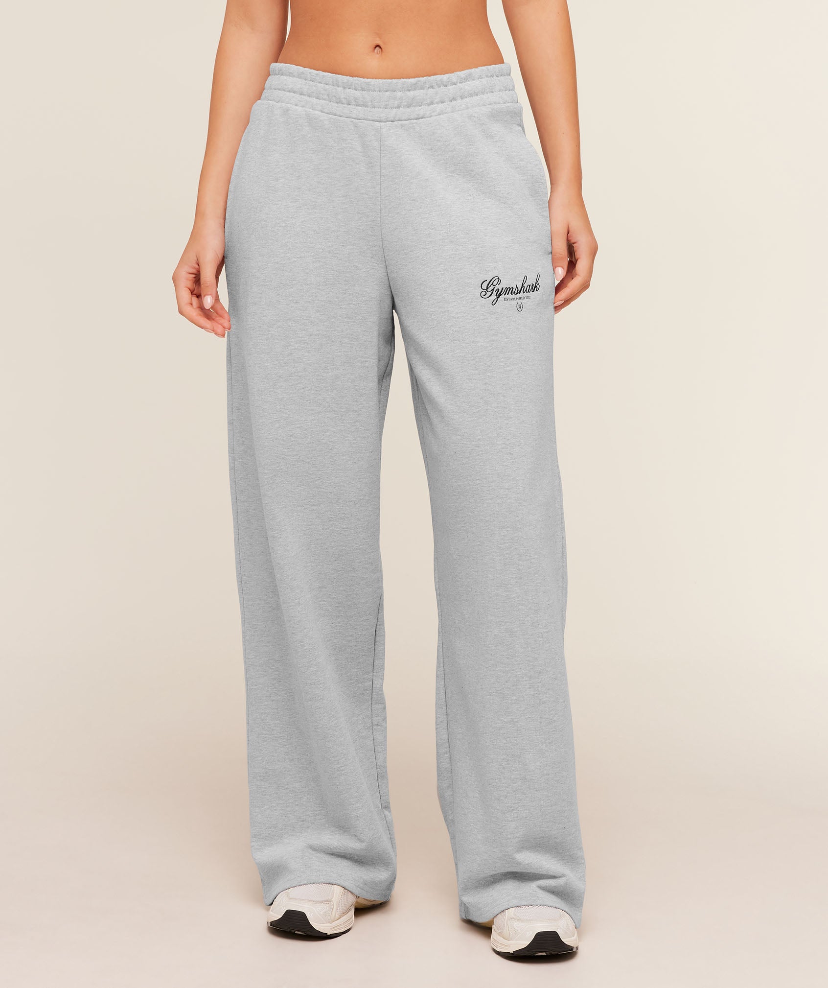 Gymshark Script Embroidery Joggers - Light Grey Core Marl