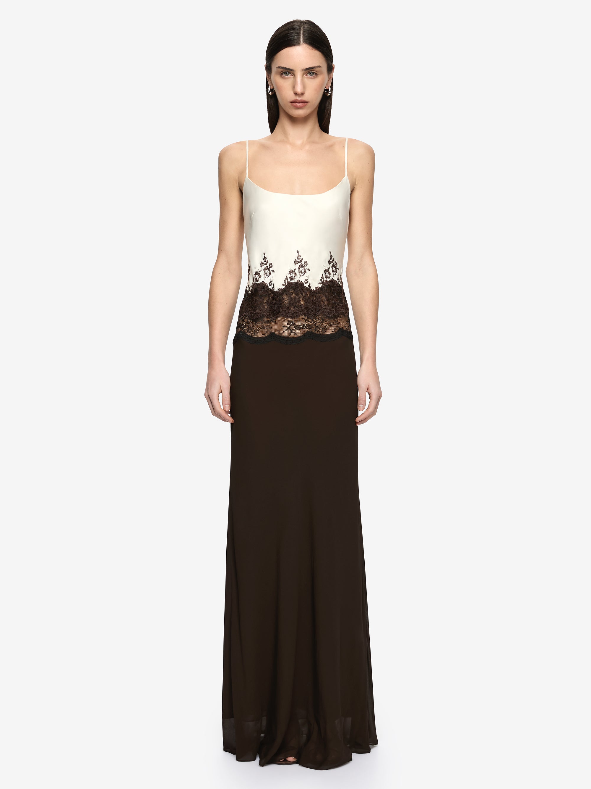 ORSINA SCOOP MAXI DRESS - BITTER CHOC/BUTTERCREAM