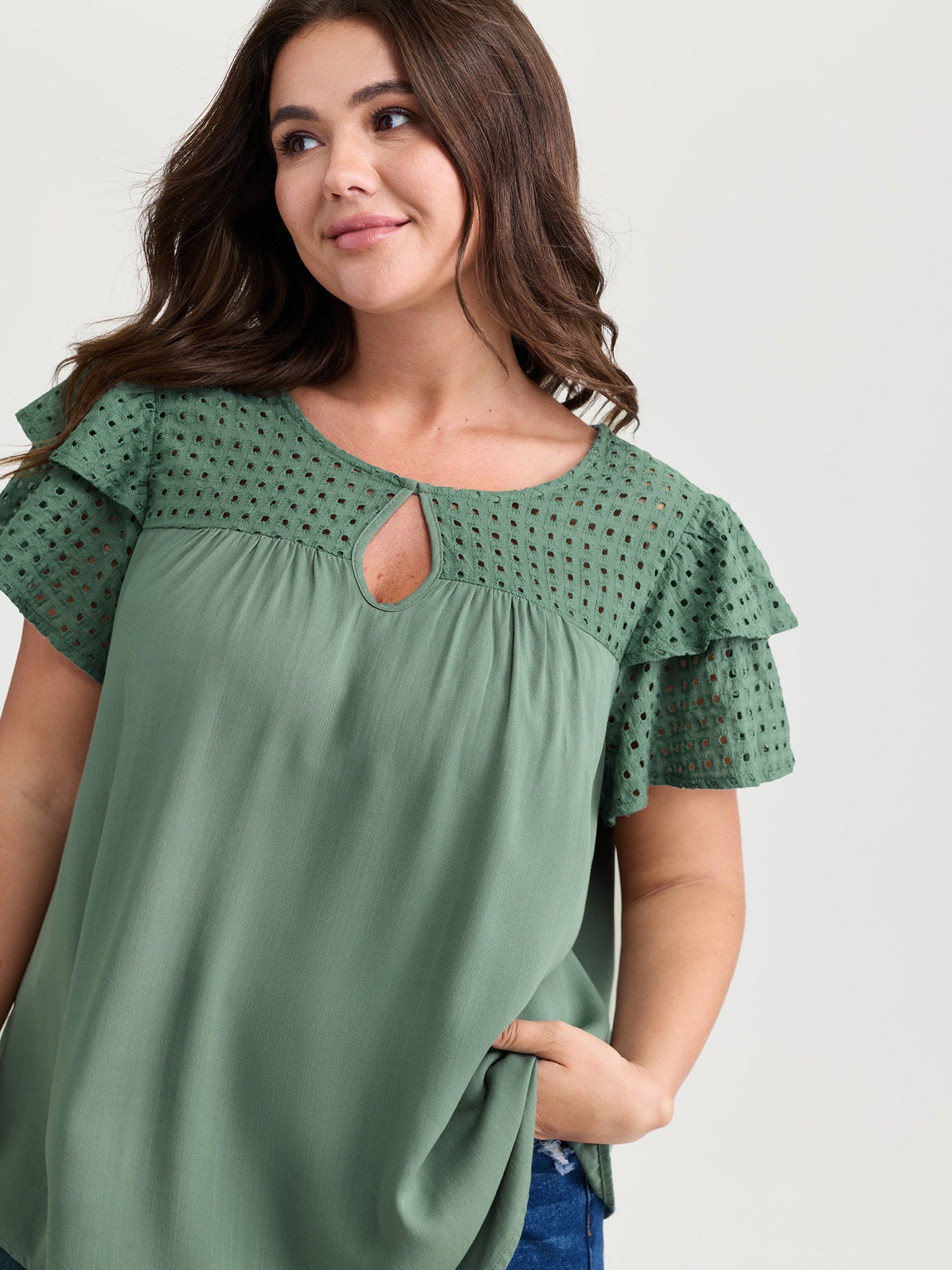 Pure Cotton Layered Sleeve Flowy Blouse