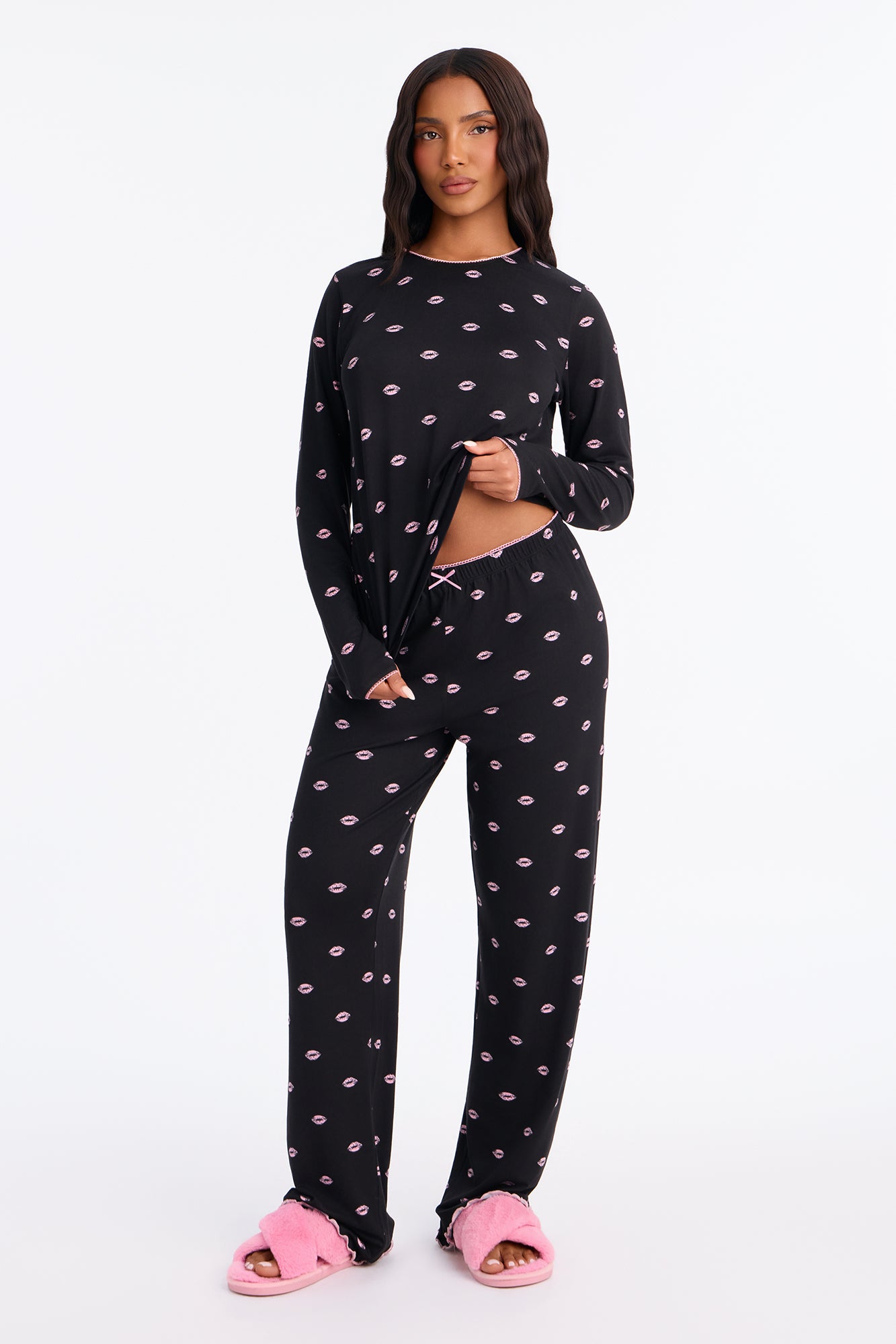 Besitos PJ Long Sleeve Pant Set - Black/Pink