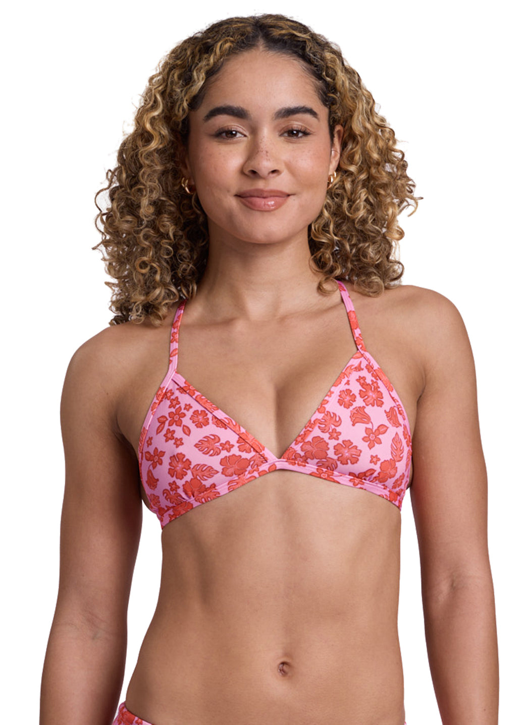 JOLYN Women's Hibiscus Haze Triangle Printed Bikini Top