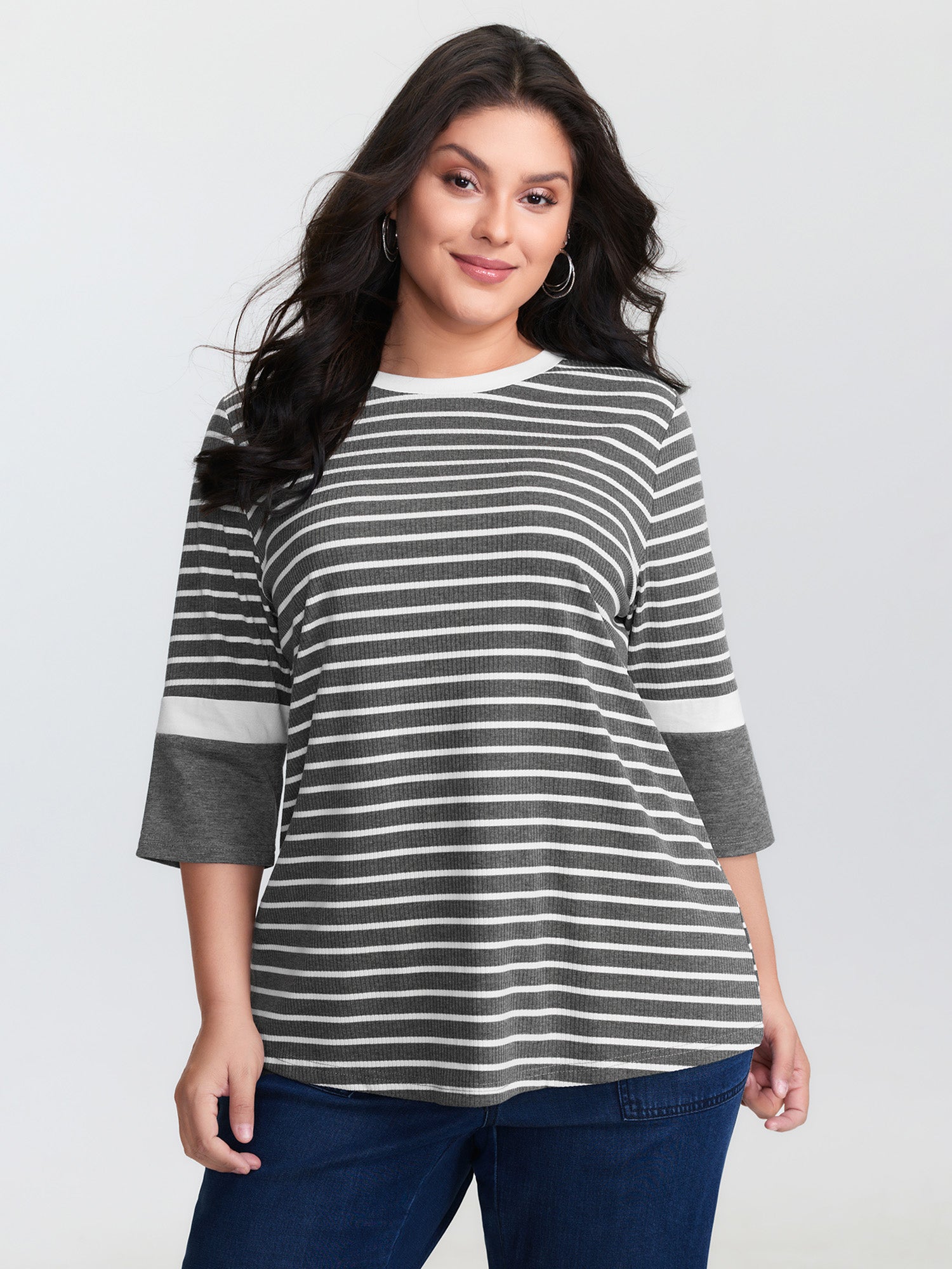 Monochrome Stripes Round Neck T-Shirt