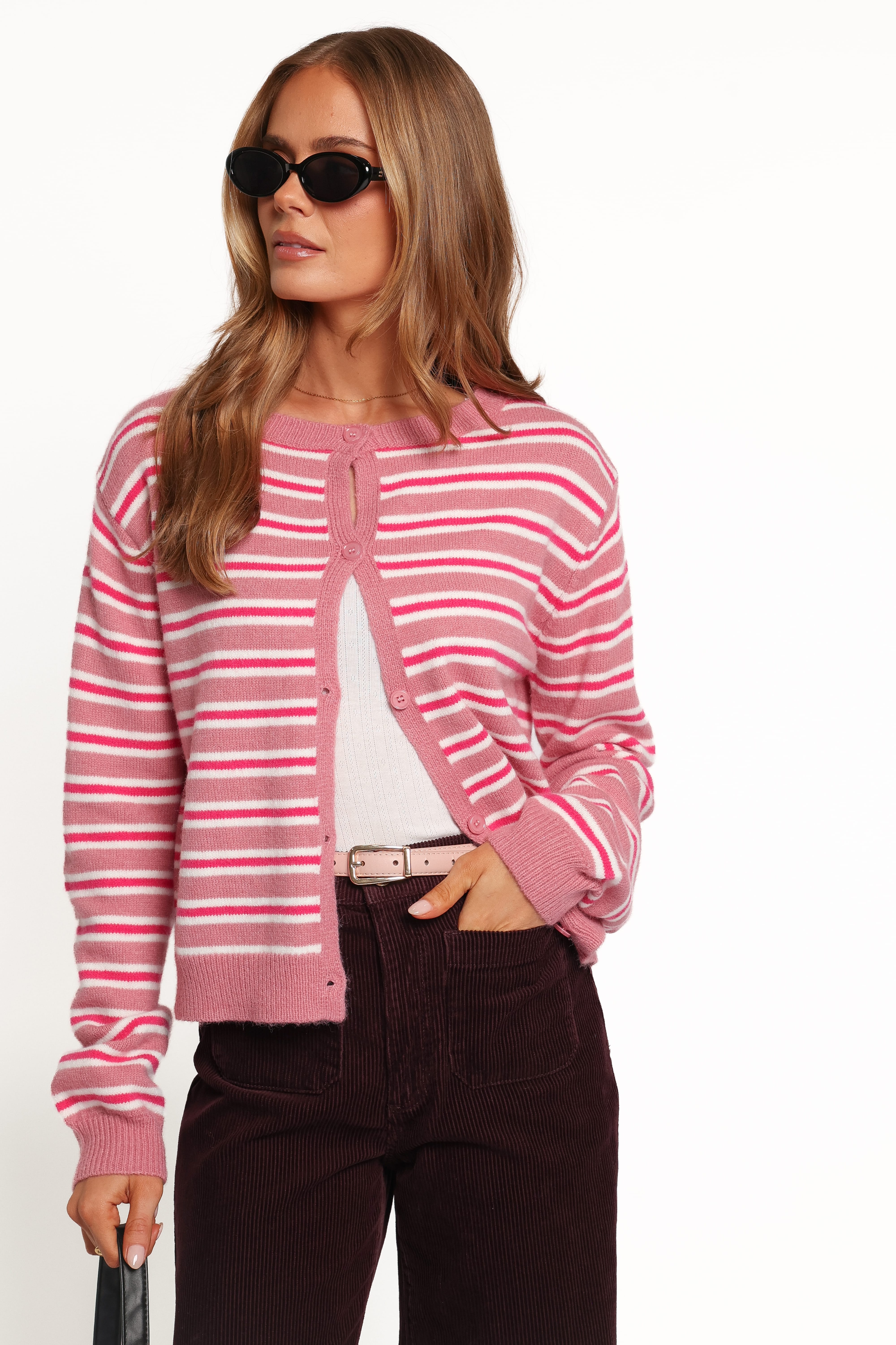 Brynn Cardigan - Pink Stripe