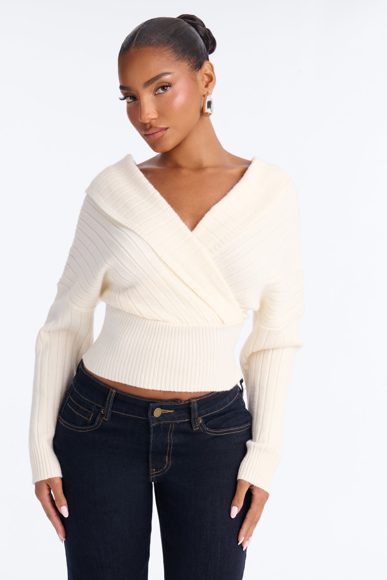 Honest Feelings Surplice Pullover Sweater - Ivory
