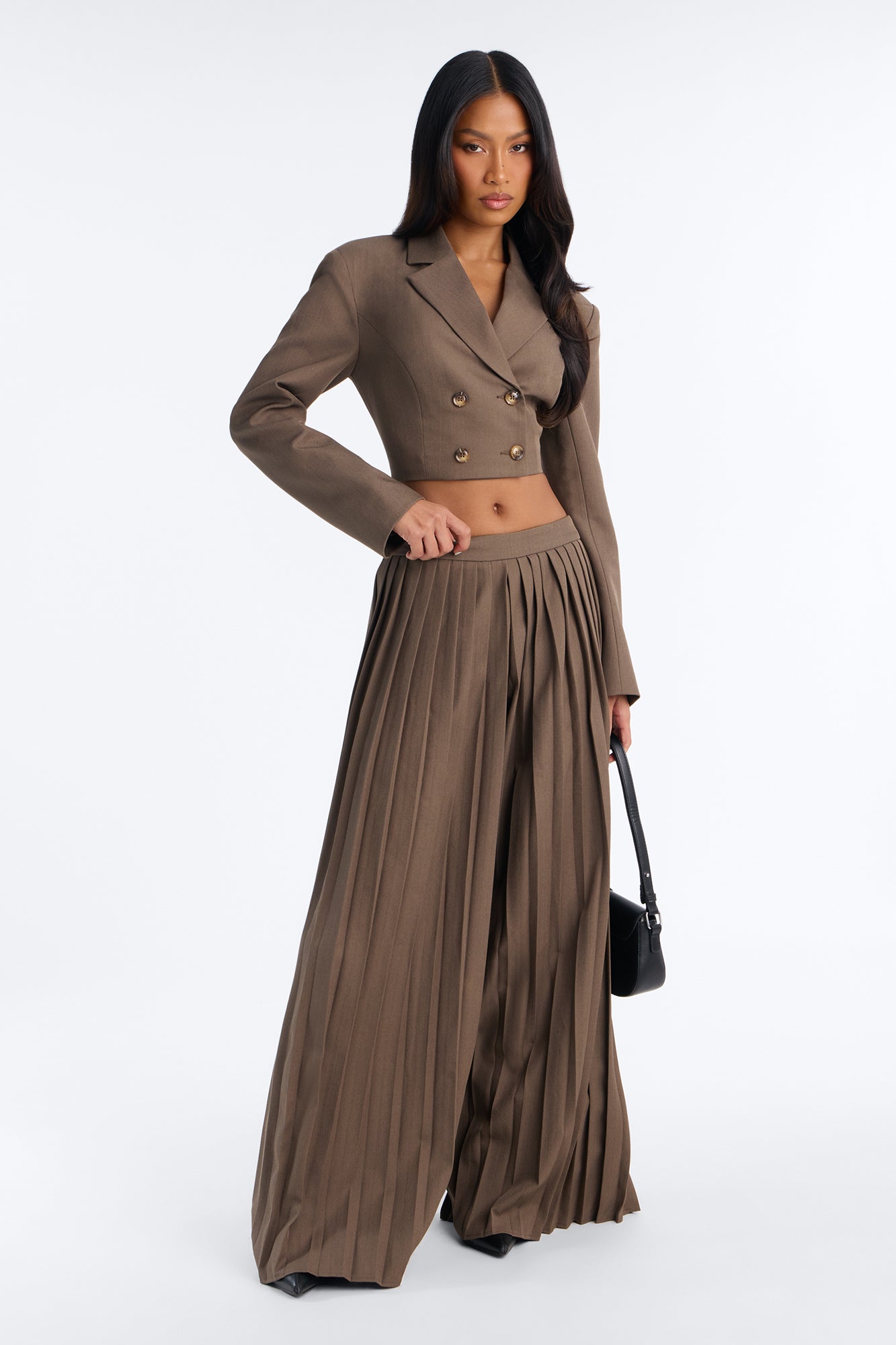 Power Move Pleated Pant Set - Mocha