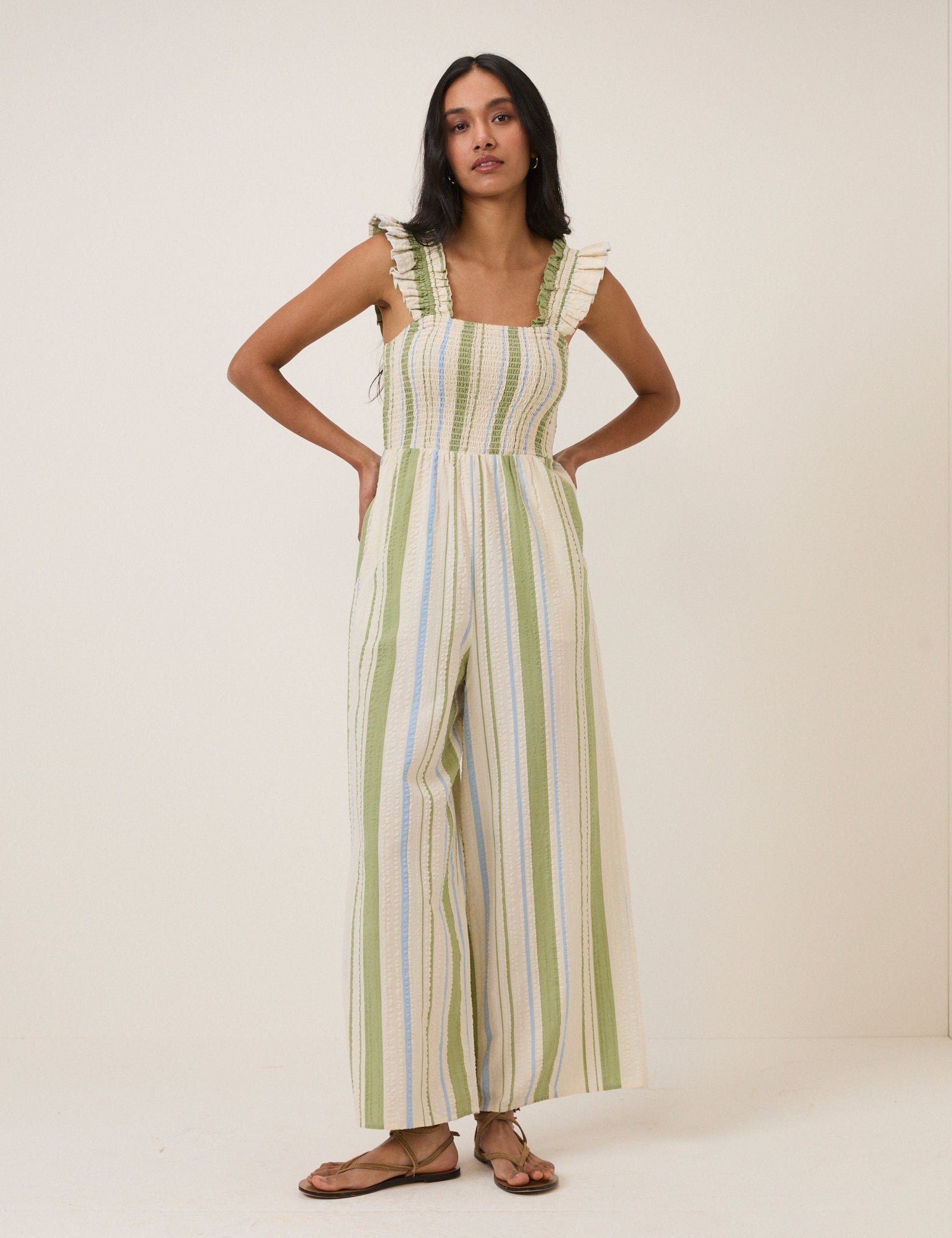 Green & Blue Striped Maya Jumpsuit