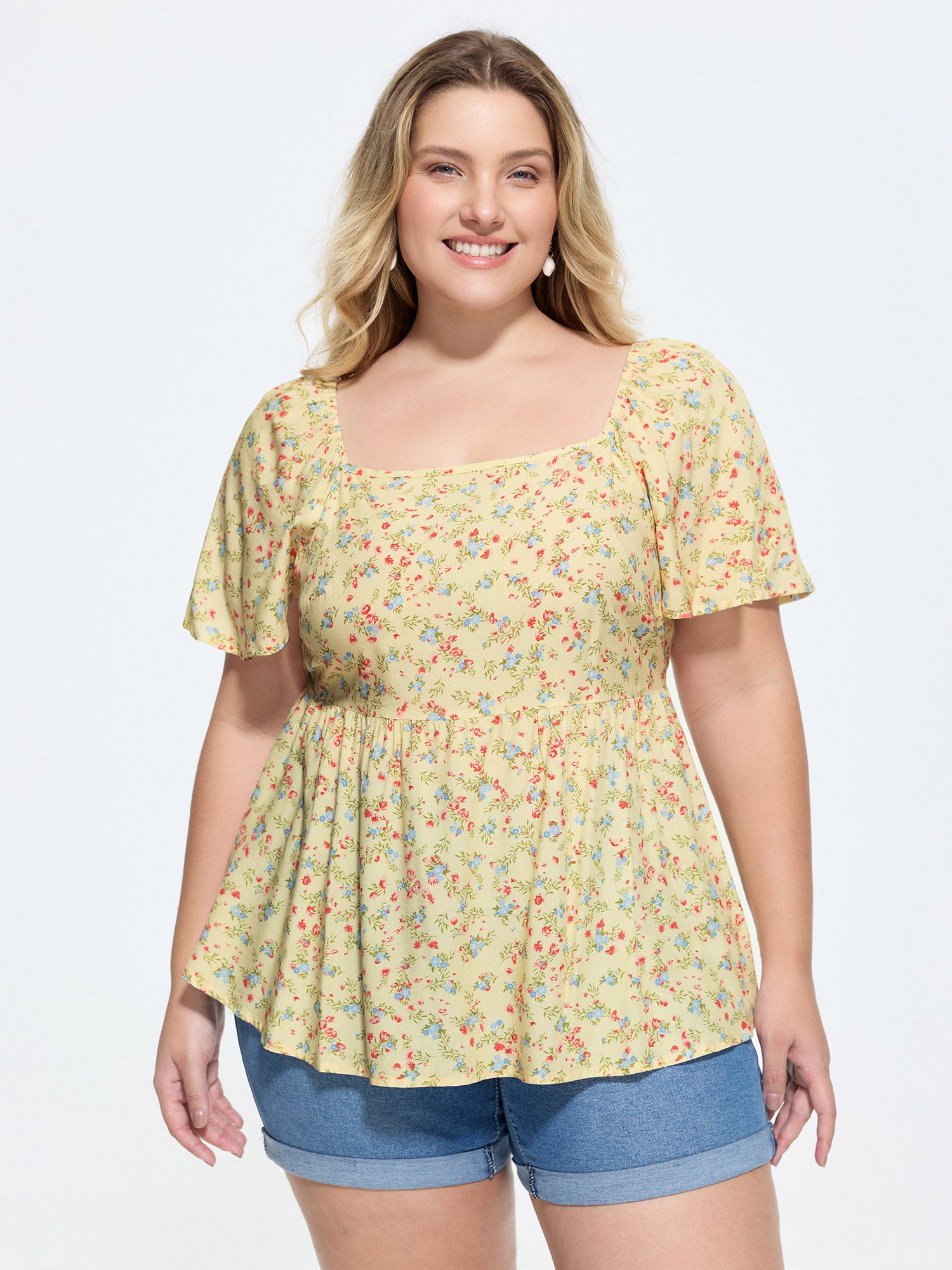 Supersoft Floral Print Fit And Flare Blouse
