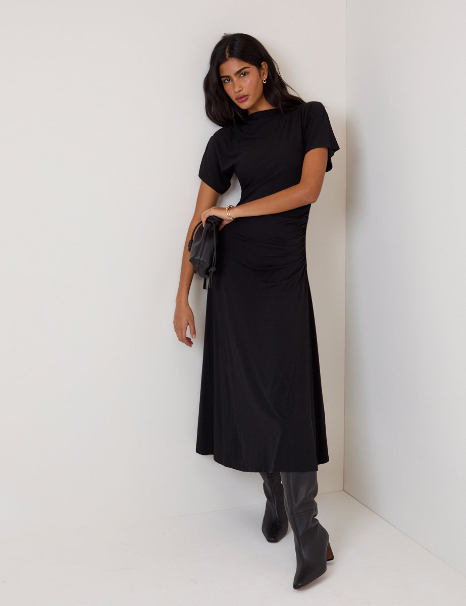 Black Jersey Niamh Midi Dress
