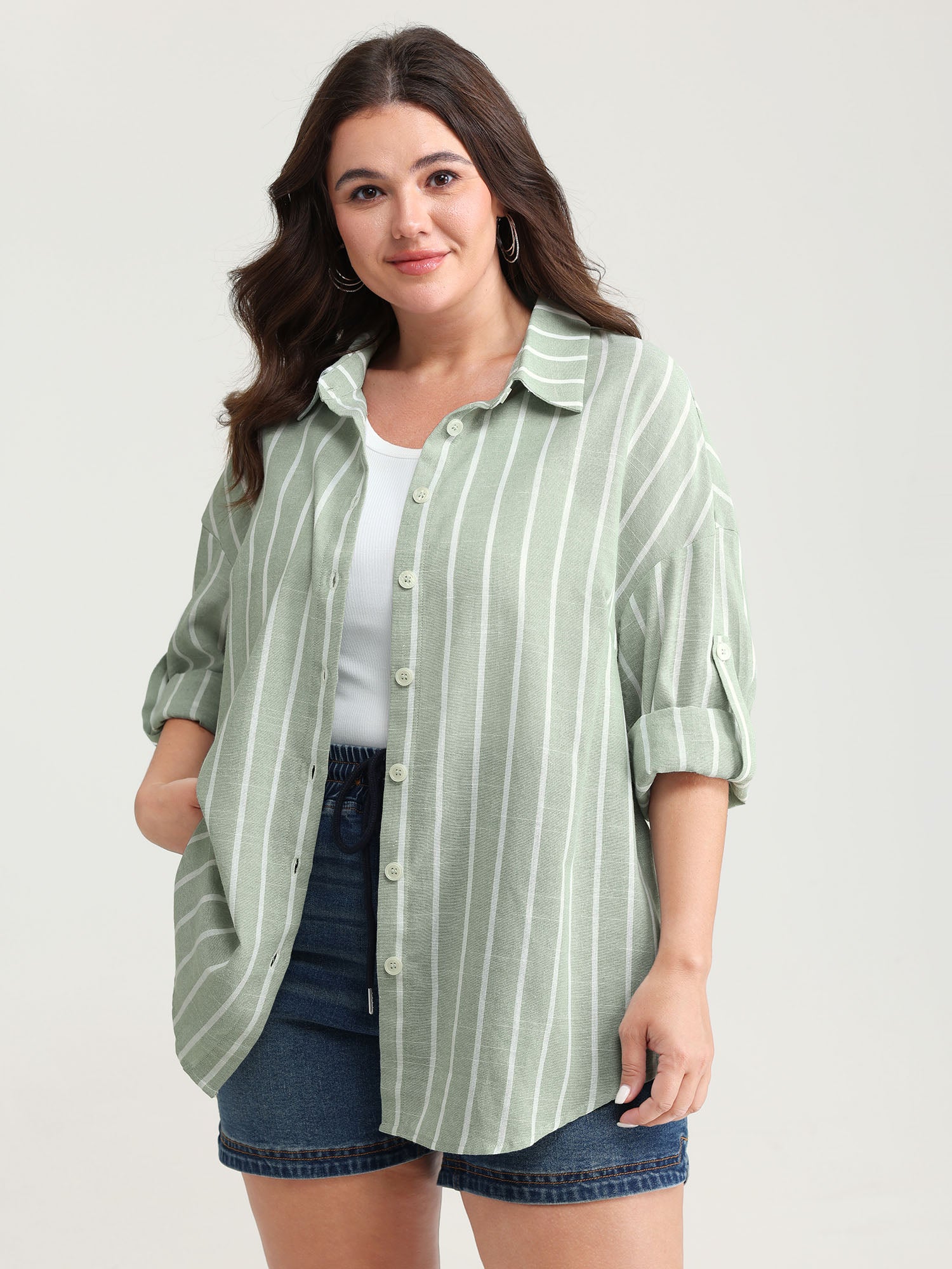 Adjustable Tab Sleeve Button-Down Shirt