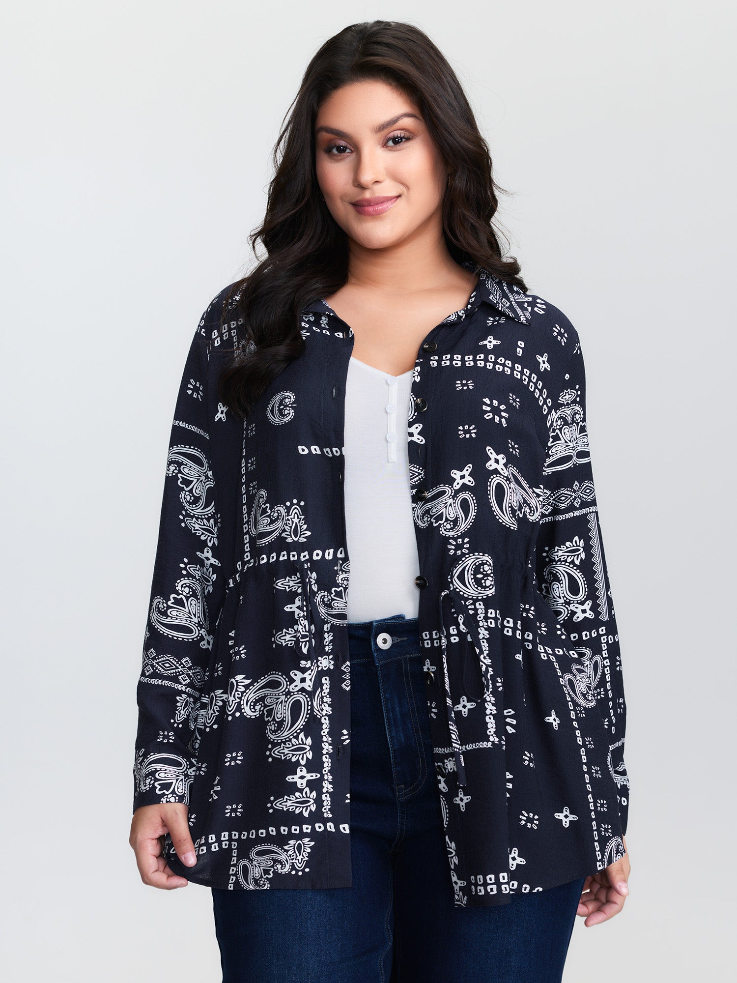Paisley Print High Low Hem Jacket