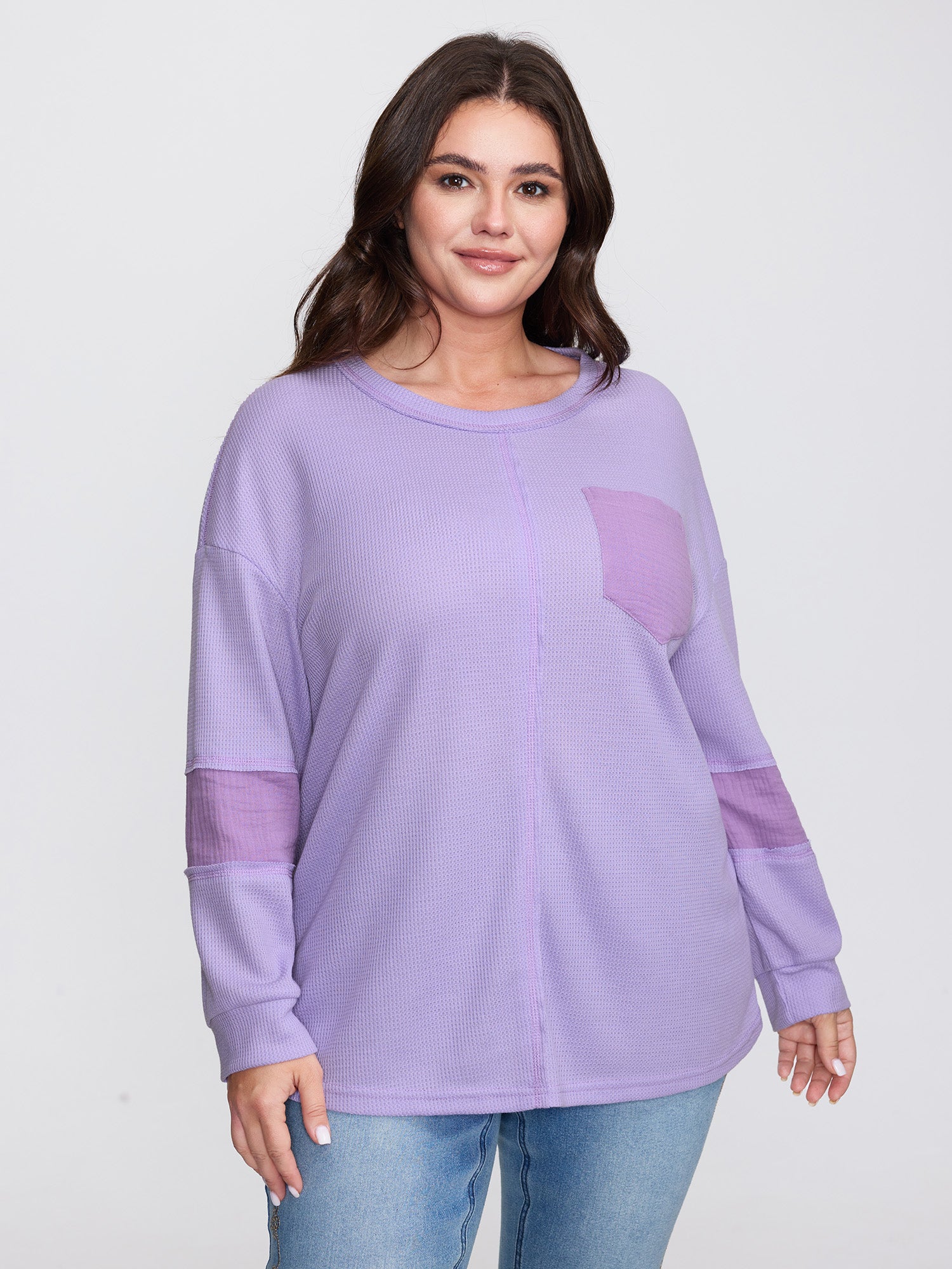 Waffle Weave Color Patchwork T-Shirt
