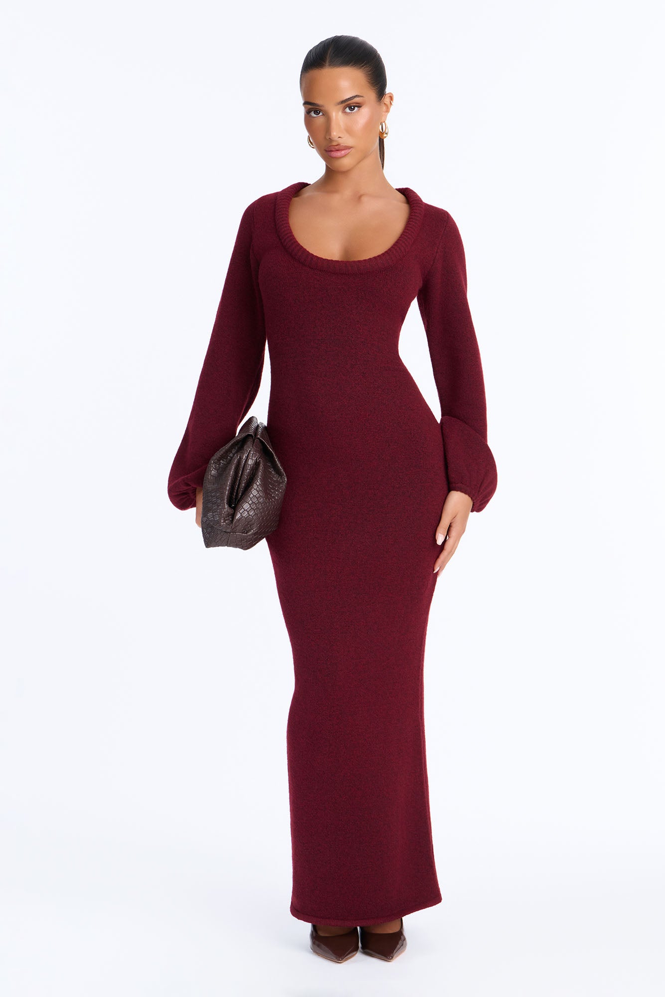 Darling Sweater Maxi Dress - Burgundy