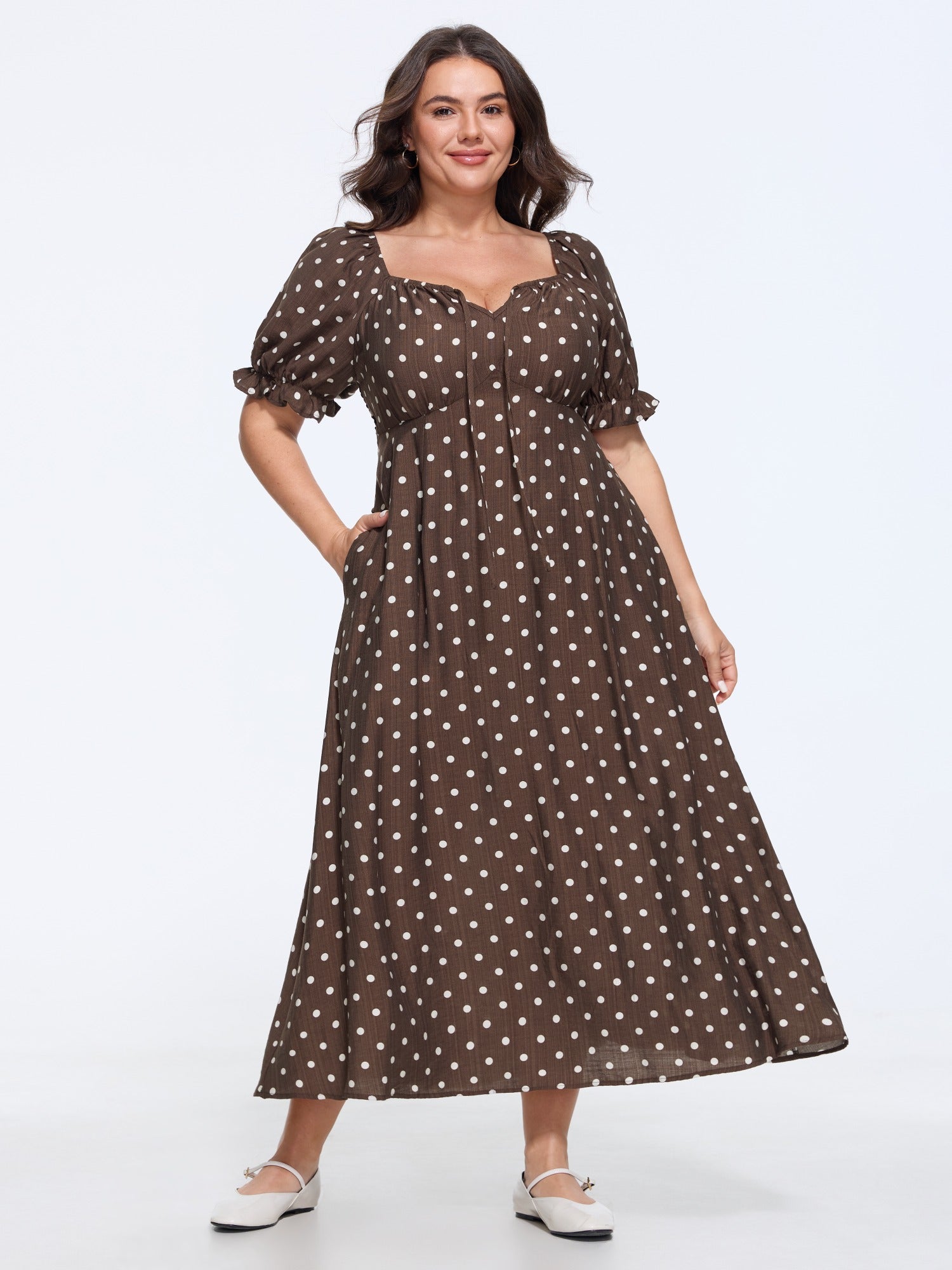 Supersoft Polka Dot Puff Sleeve Maxi Dress
