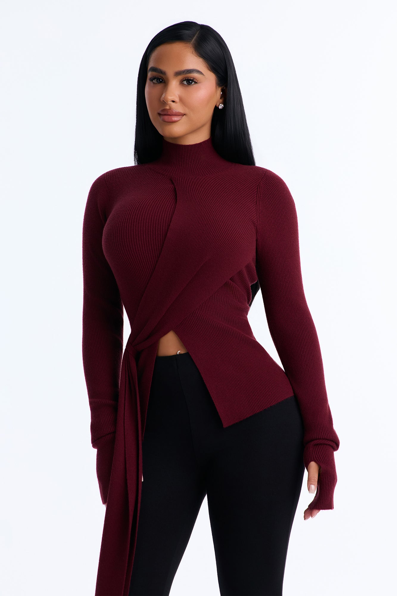 Loved Within Drape Pullover Sweater - Burgundy