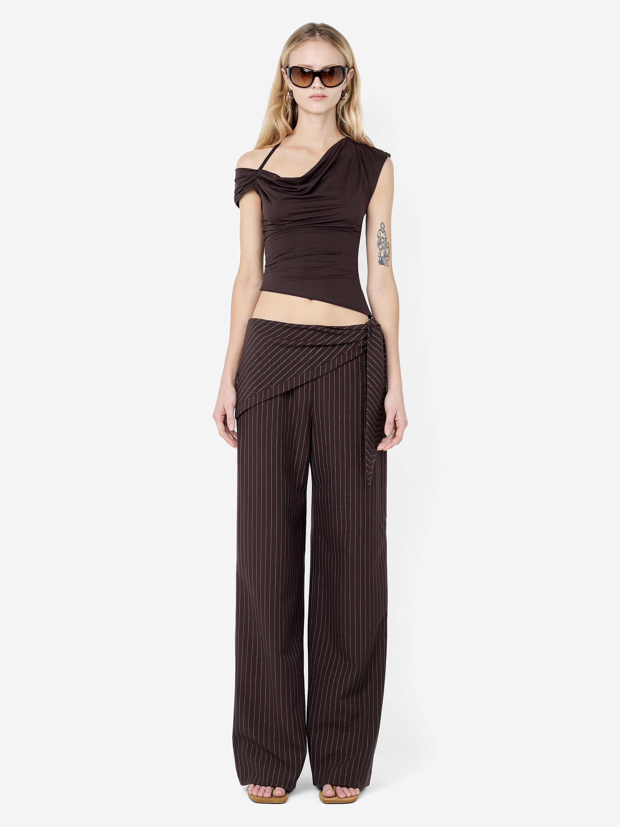 ANDRE OVERLAY PANT - CHOC PINSTRIPE
