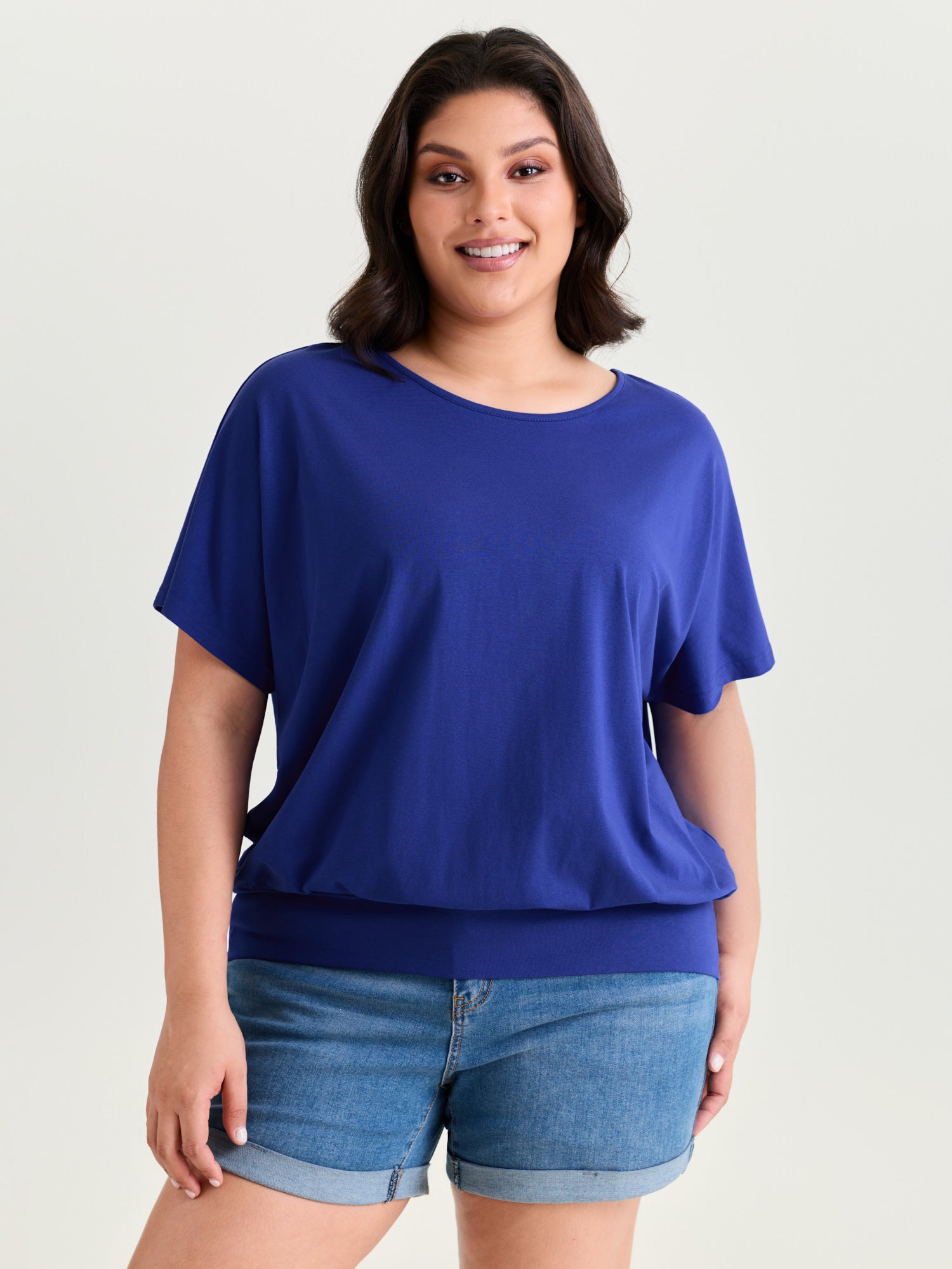 Batwing Sleeve Bubble Hem T-Shirt