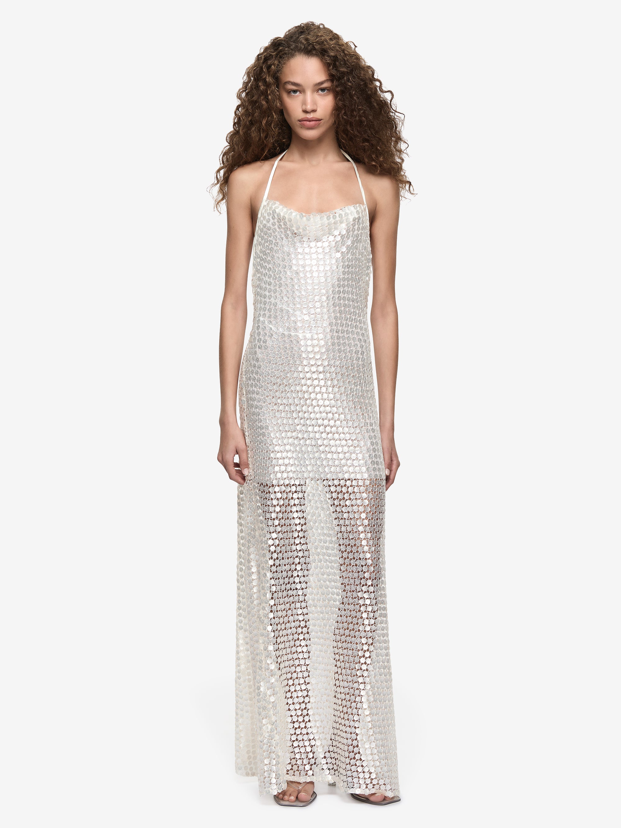 PERLA HALTER MAXI DRESS - PEARL