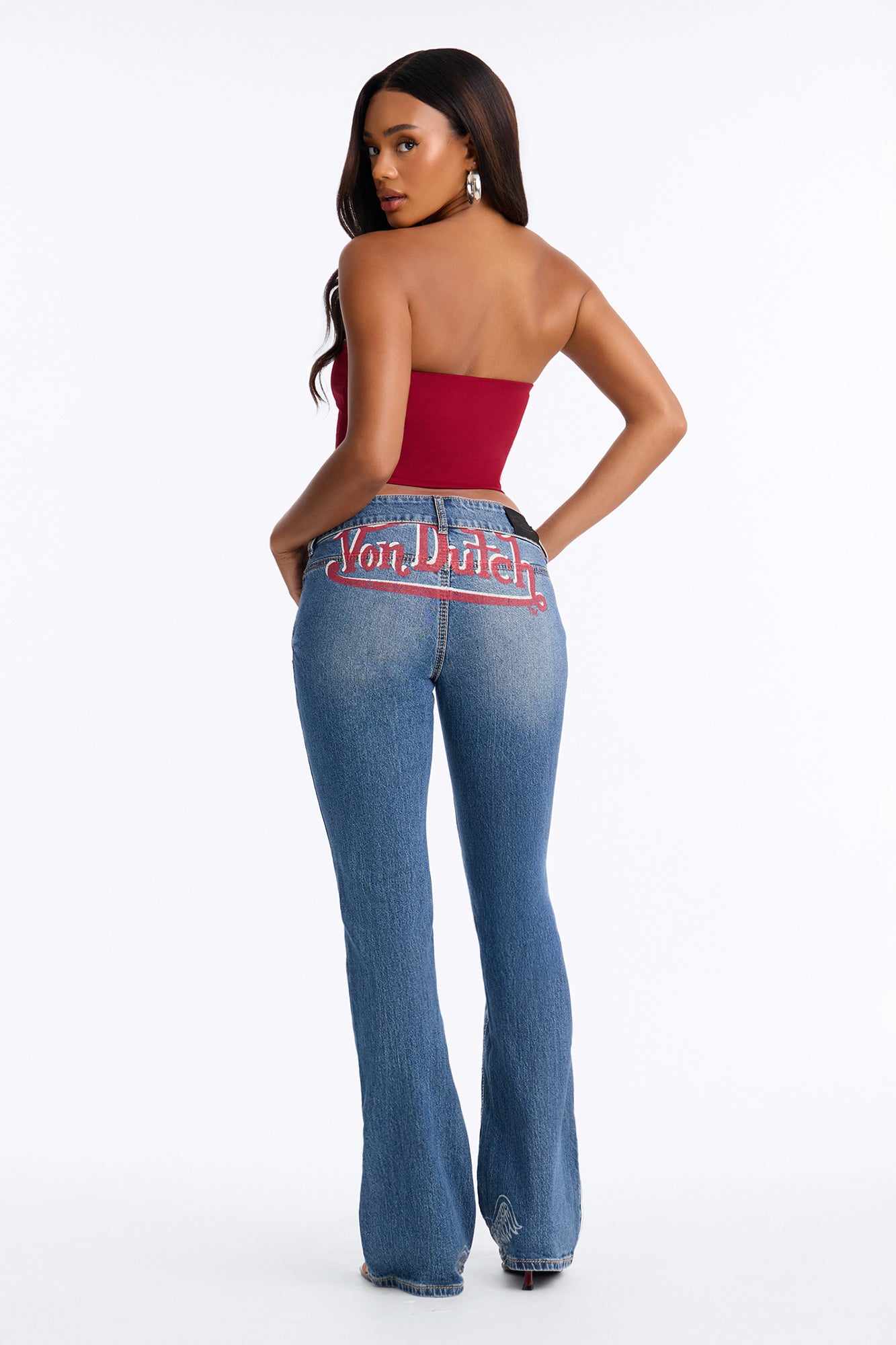 Von Dutch Thick Stitch Bootcut Jeans - Dark Wash
