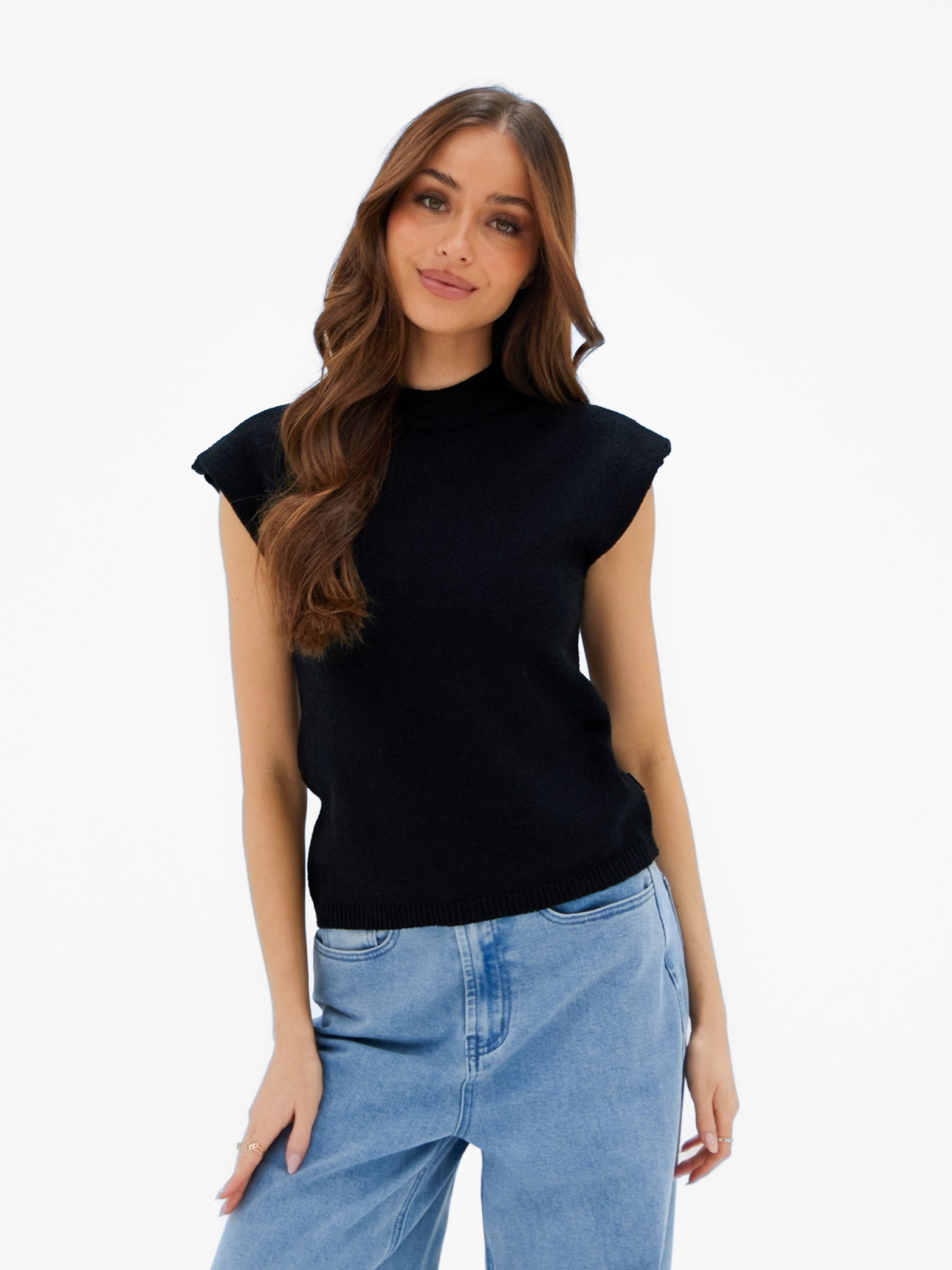 Mae Crochet Vest Top - Black