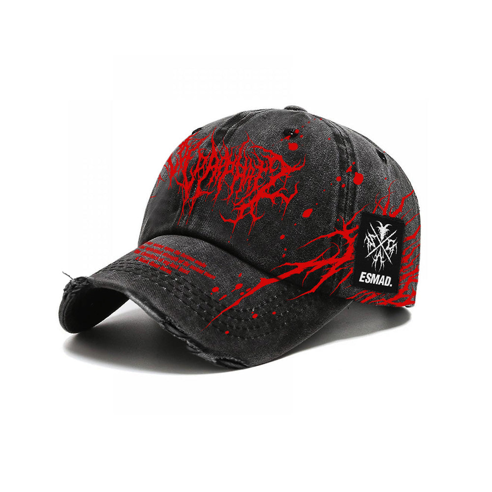 Blood Script (Black) - Distressed Baseball Cap