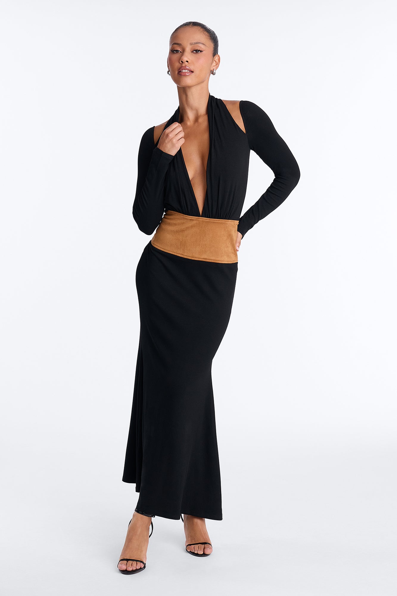 Watch And Learn Backless Maxi Dress - Black/combo