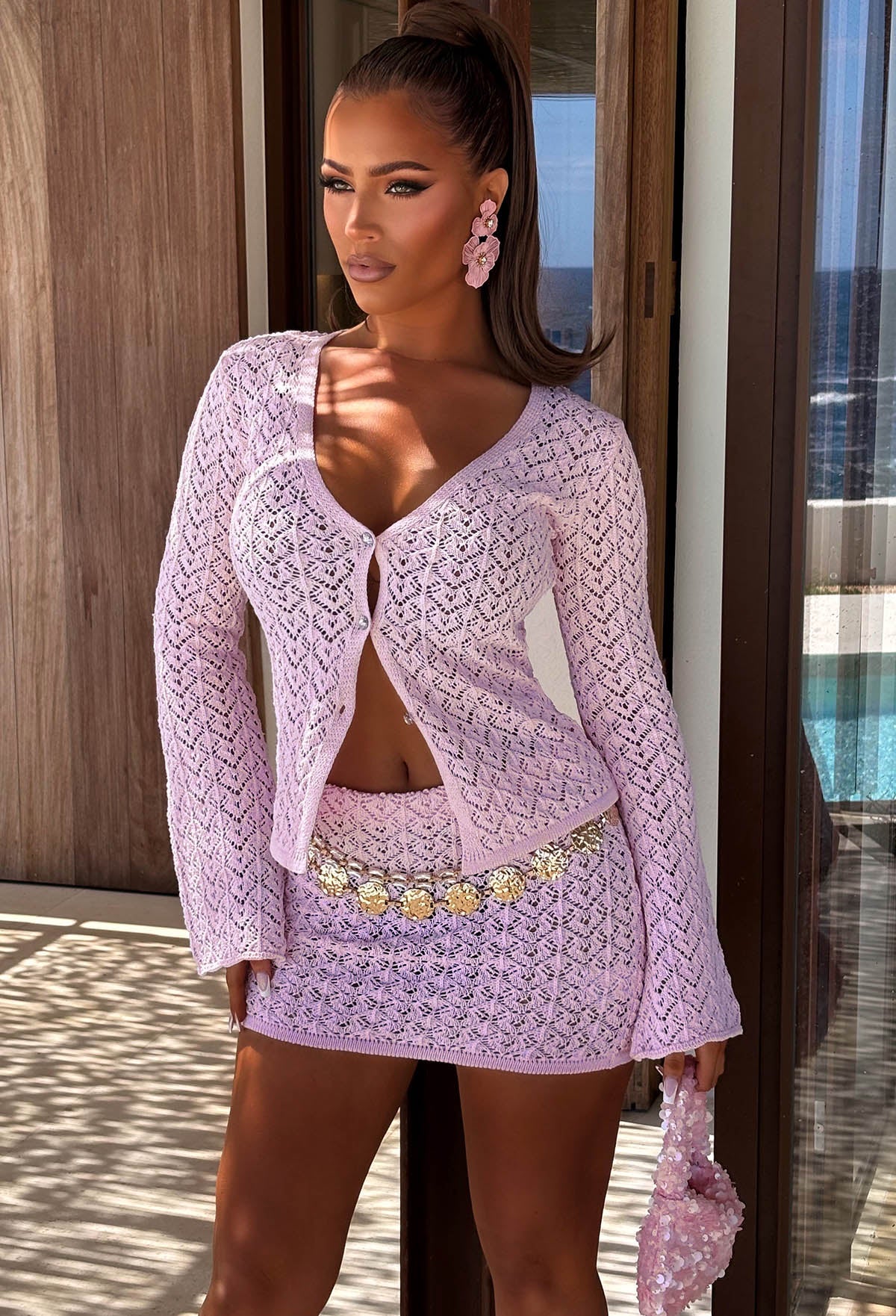 Exotic Glow Light Pink Crochet Skirt