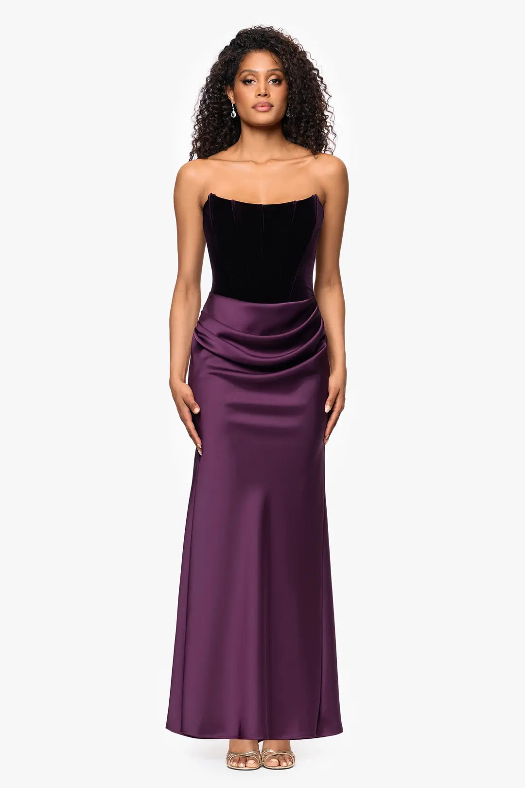 Velvet Straight Neck Strapless Sheath Dress