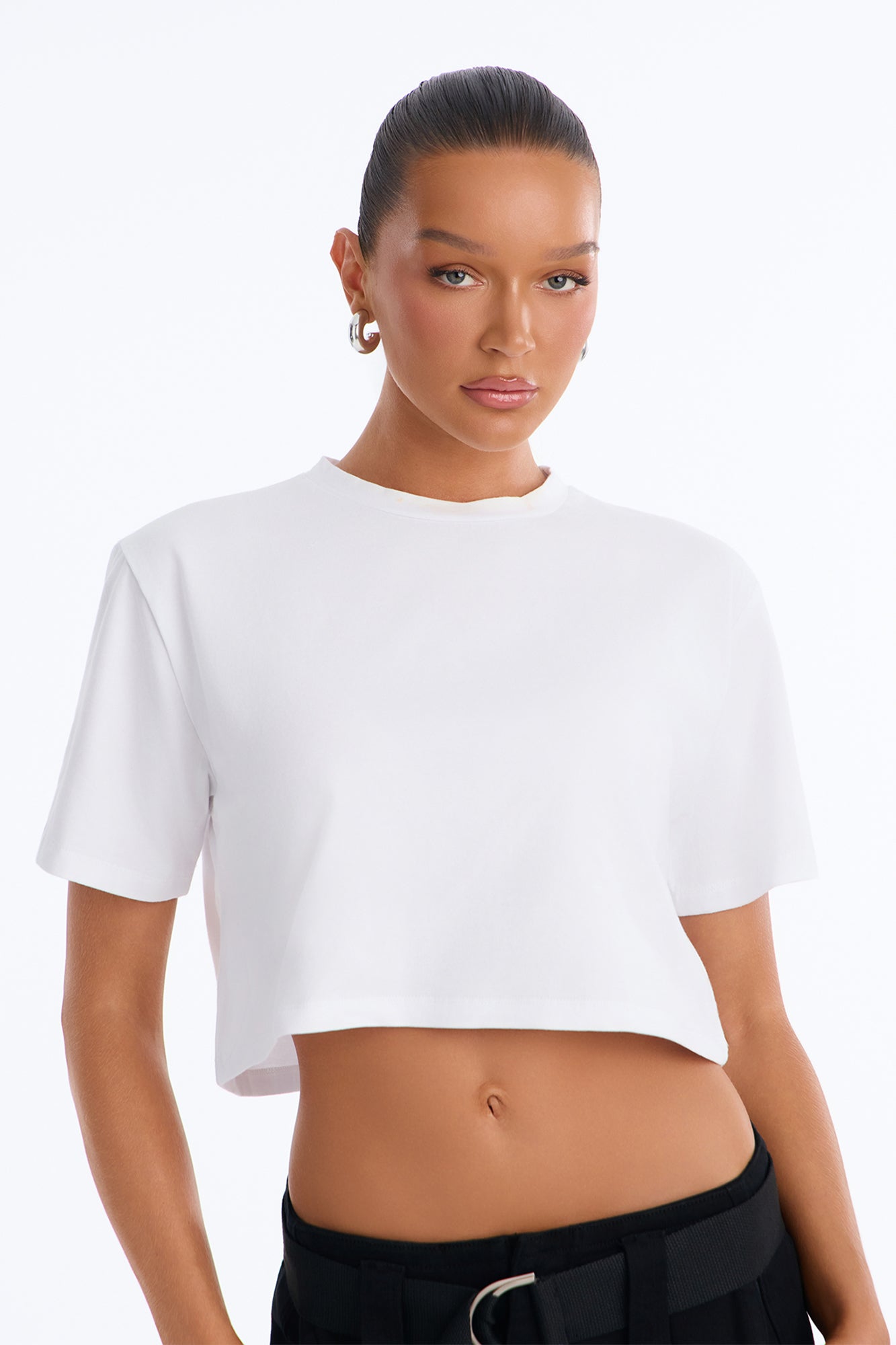 Ella Boxy Crop Tee - White