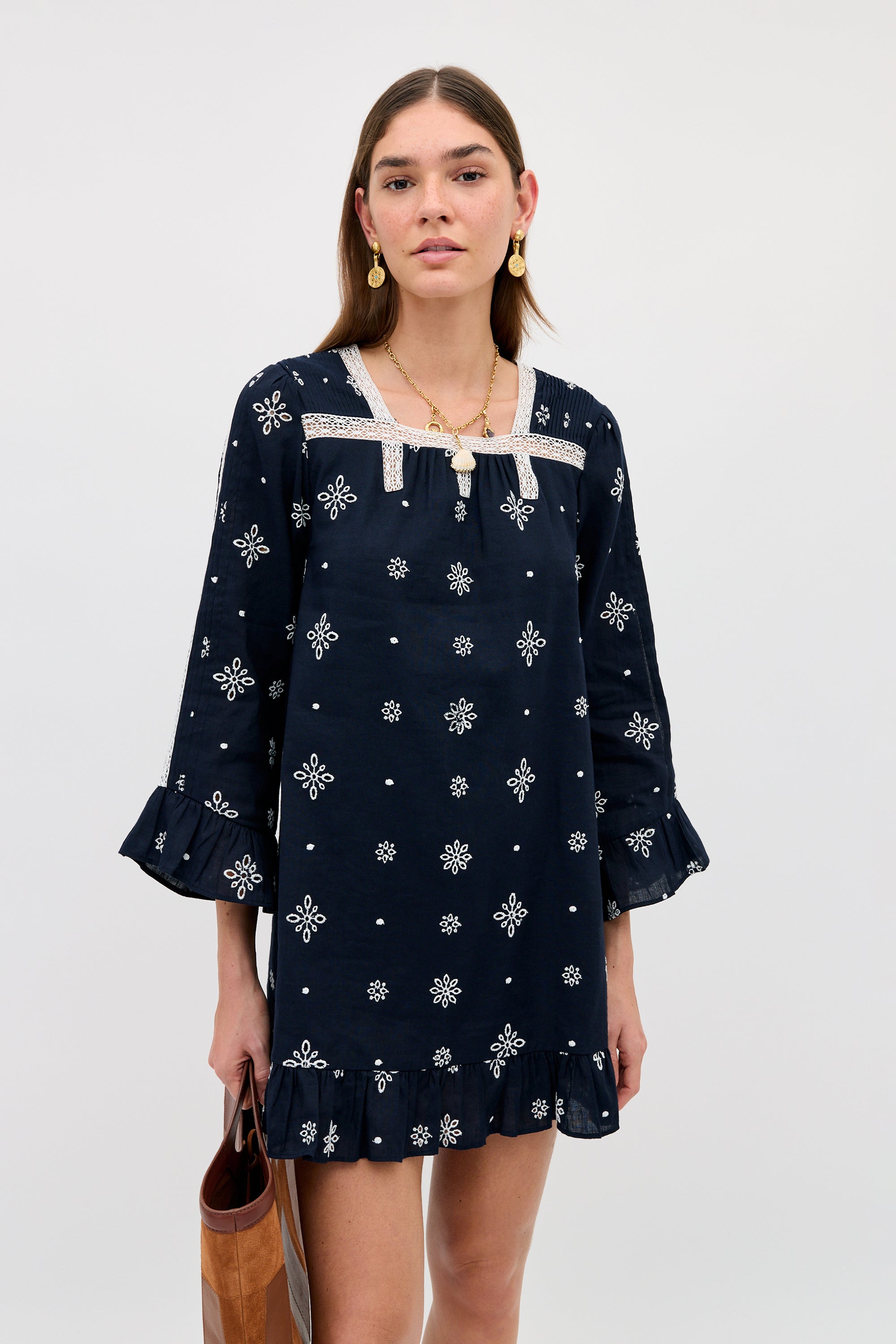 Susana - Blossom Cutwork Embroidery Navy