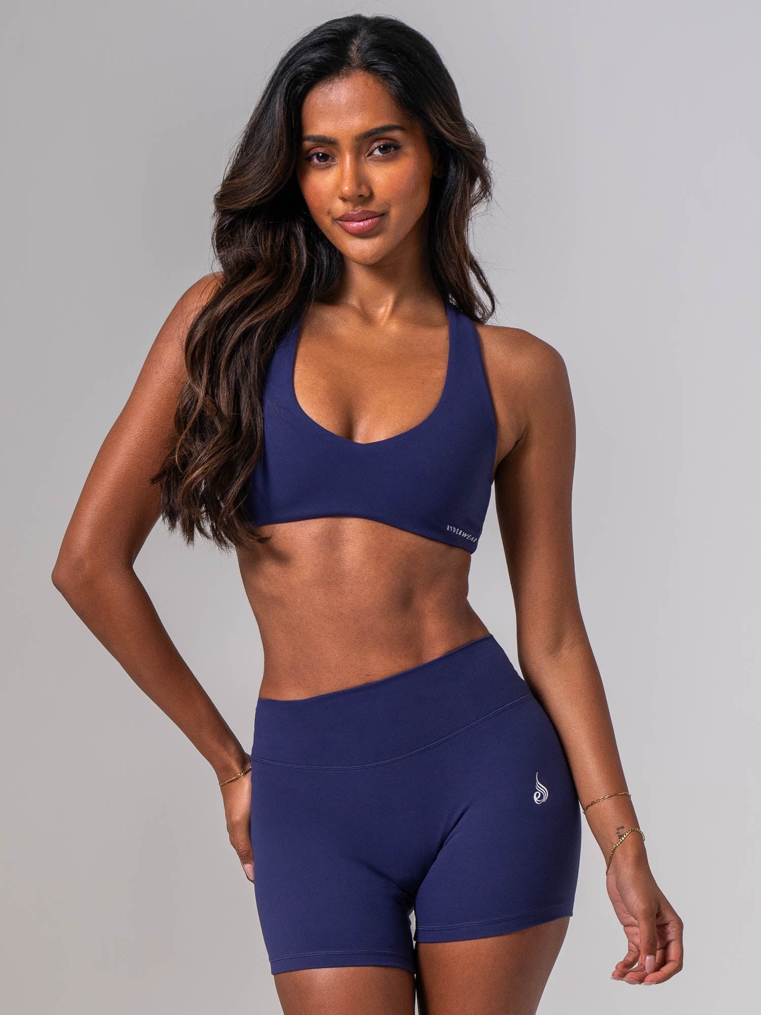 NKD Sueded Luxe V Neck Bra - Navy