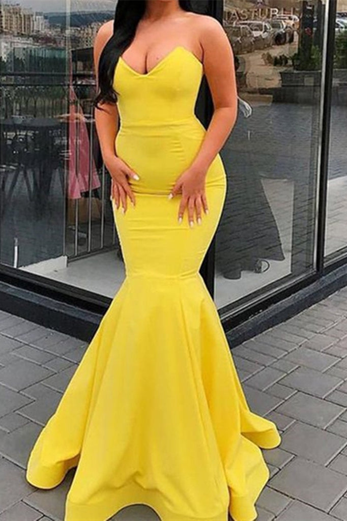 Sweetheart Mermaid Yellow Evening Dress