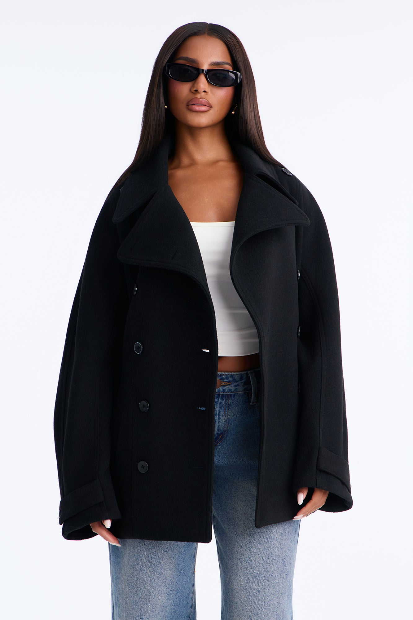 Out On The Town Wool Blend Coat - Black