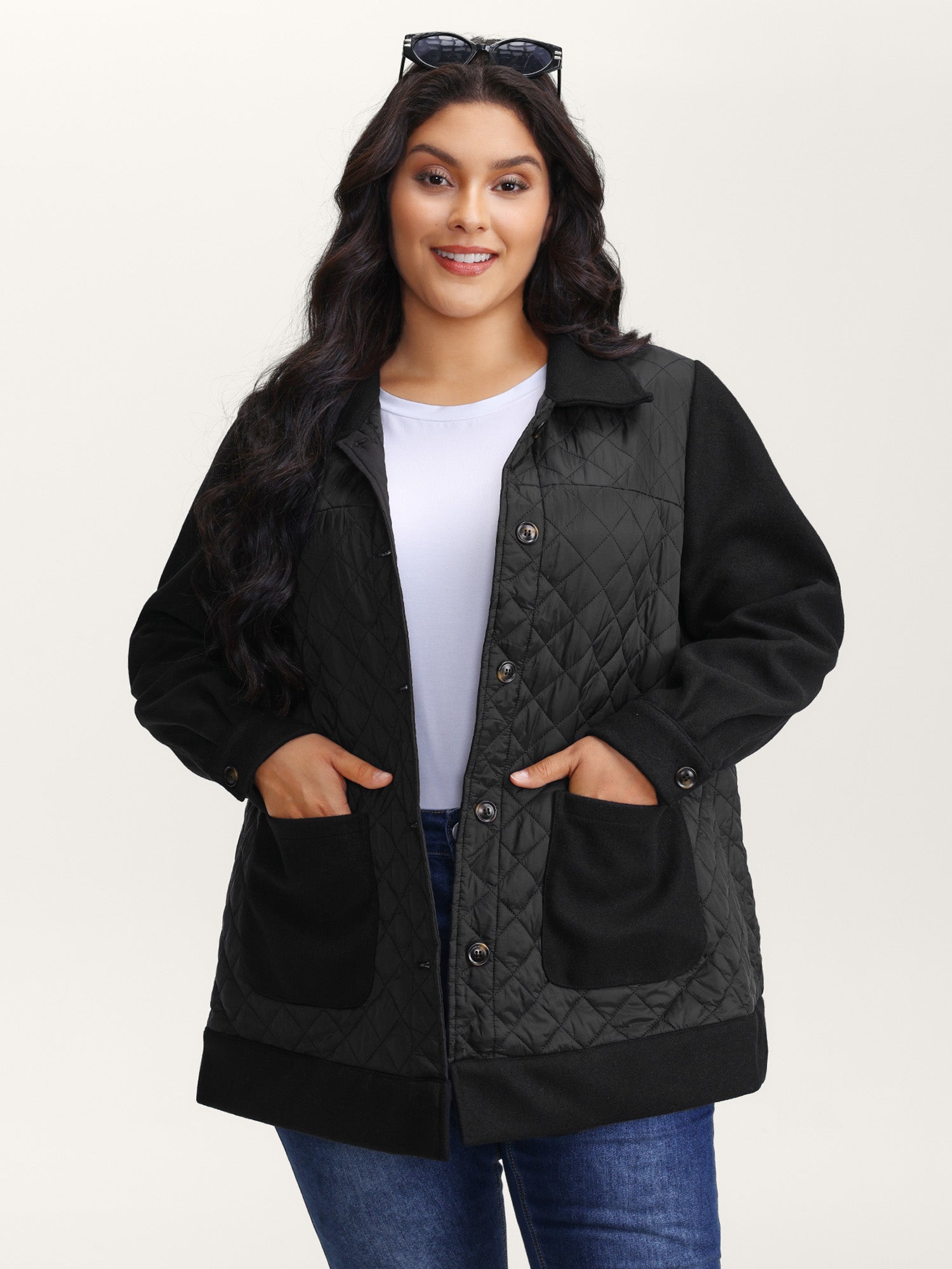 Pockets Contrast Puffer Quilted Jacket