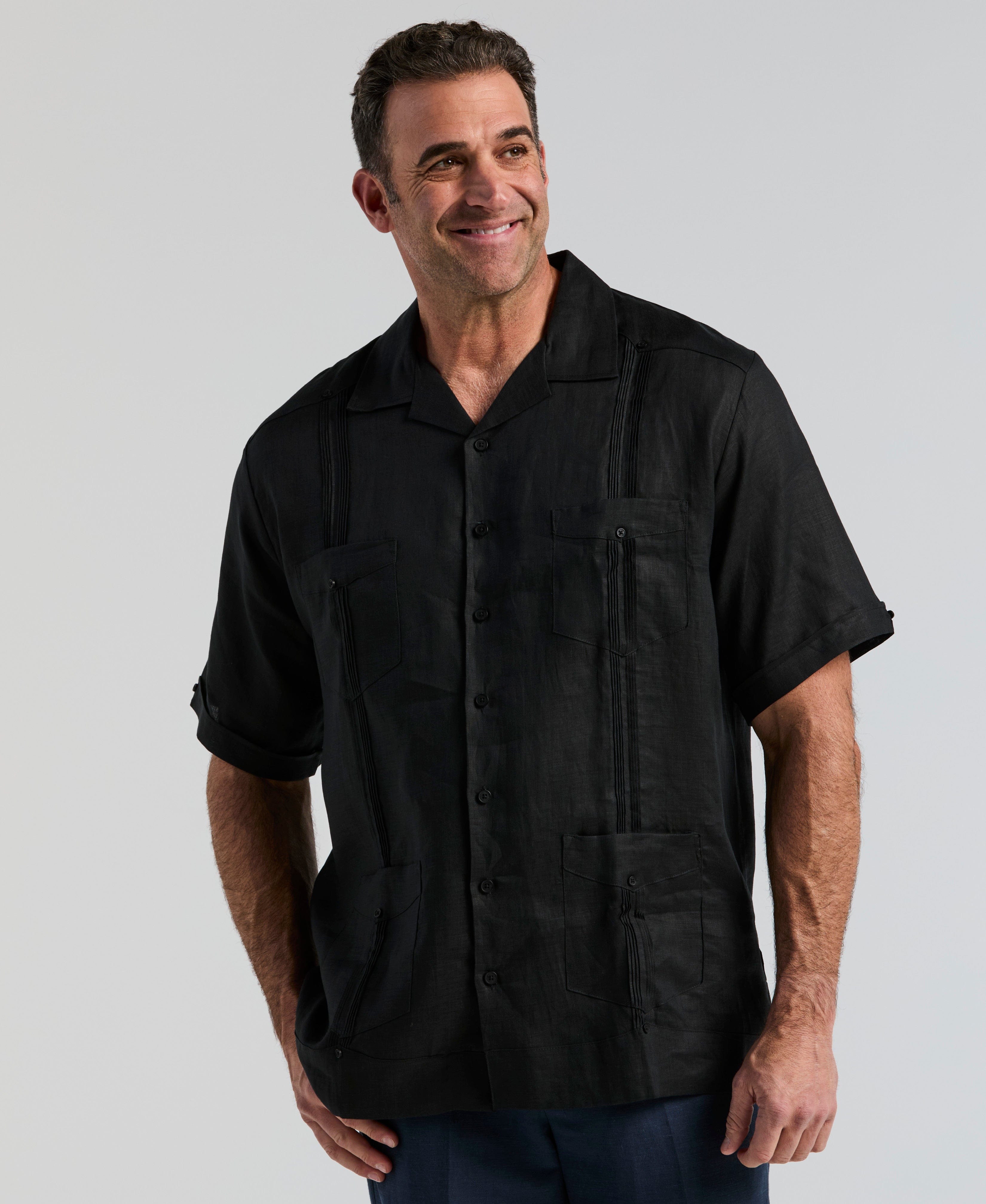 Big & Tall 100% Linen Classic Guayabera Shirt - Short Sleeve