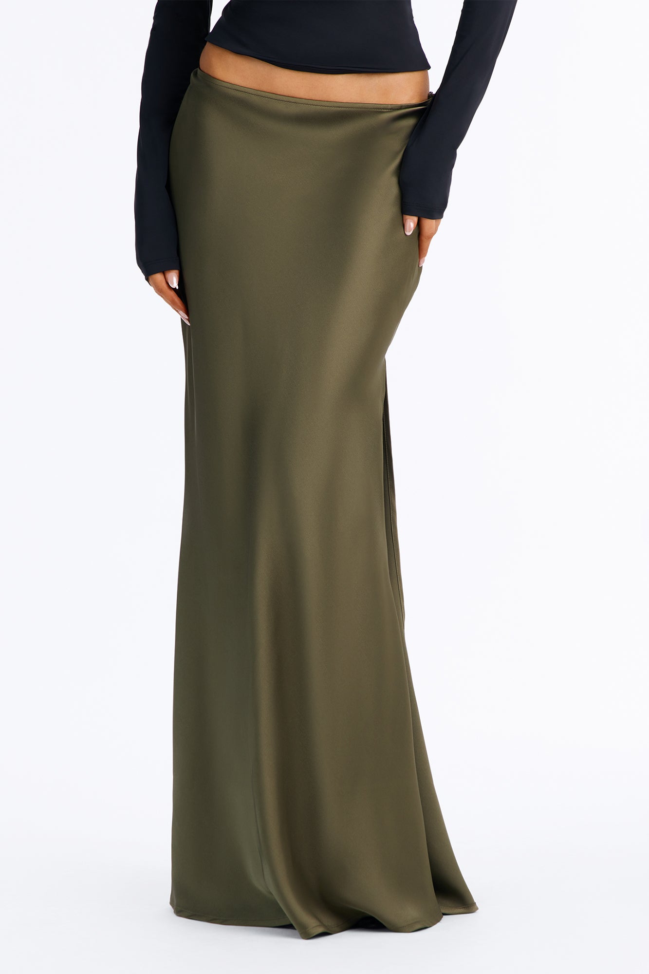 Love Like This Satin Maxi Skirt - Olive