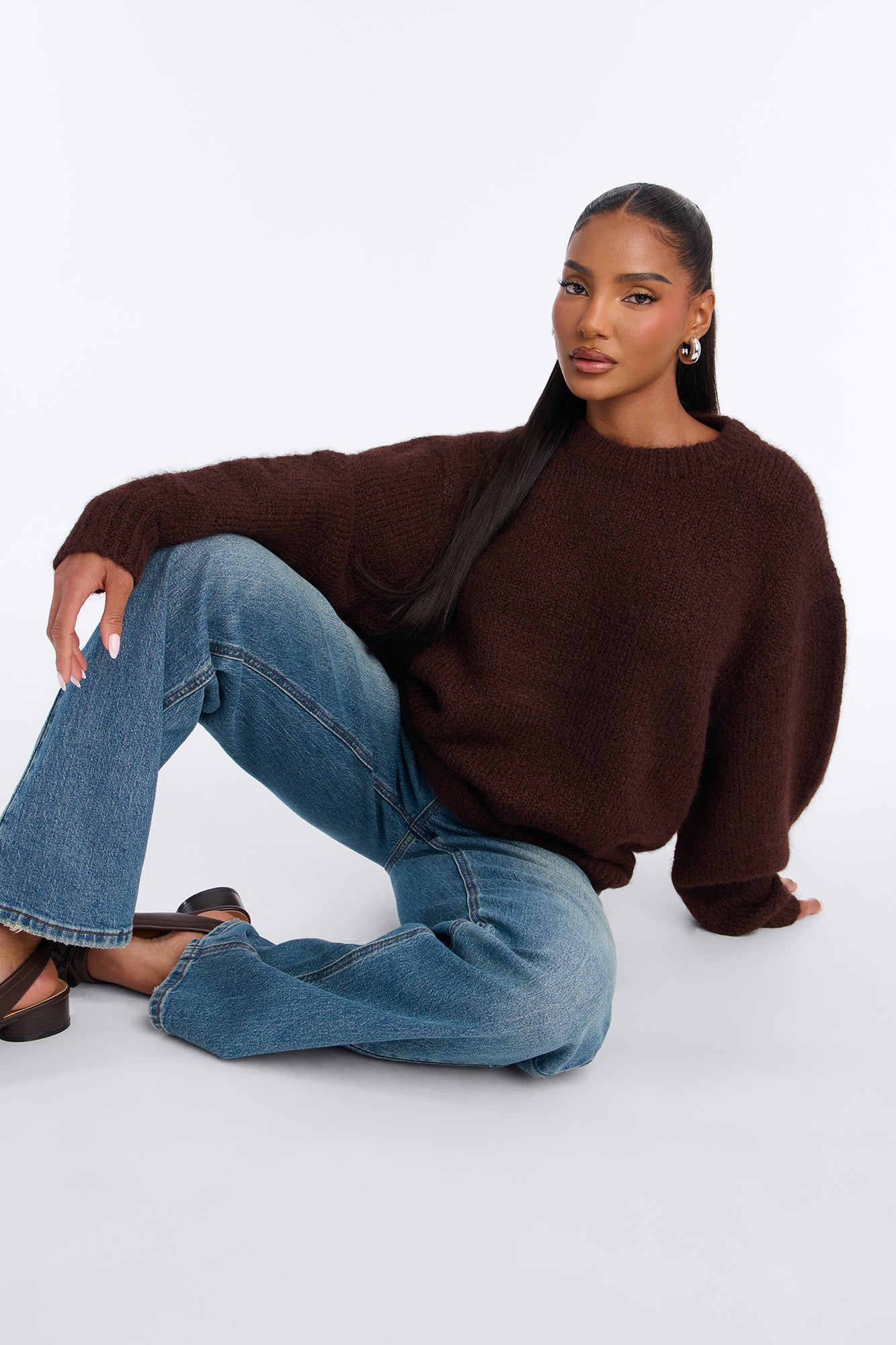 Effortless Chic Heavy Yarn Everyday Relaxed Sweater - Brown