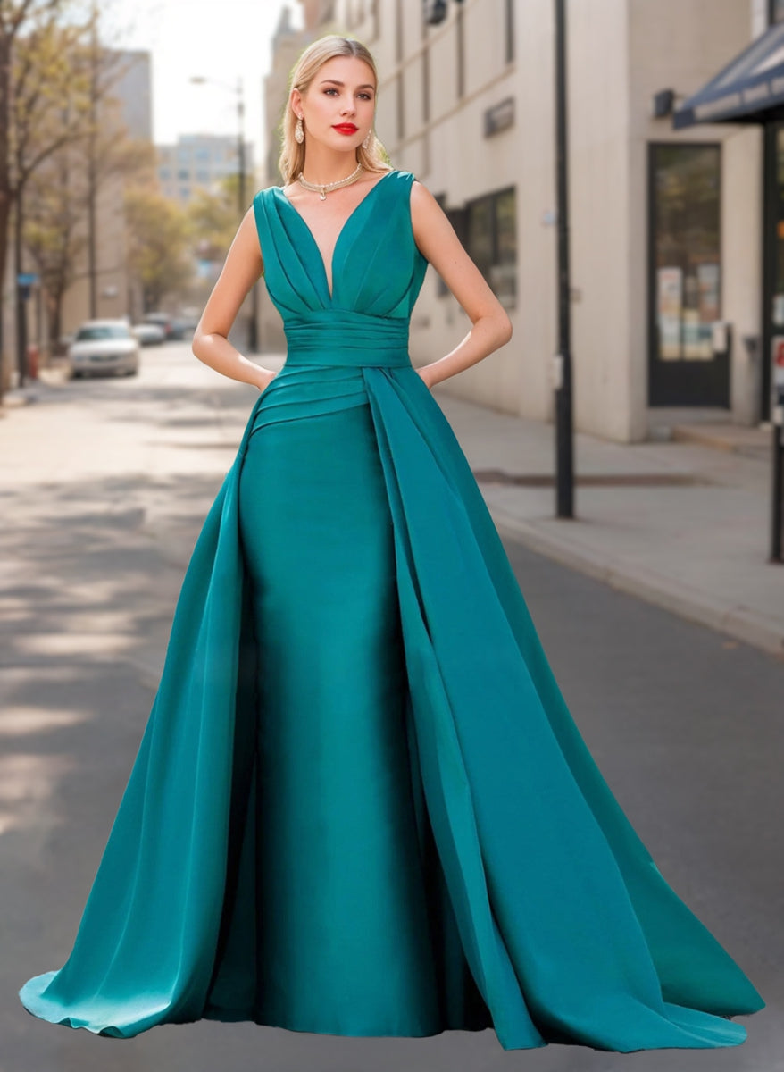 V-Neck Sleeveless A-Line Princess Mother of the Bride Dresses in Luxurious Style