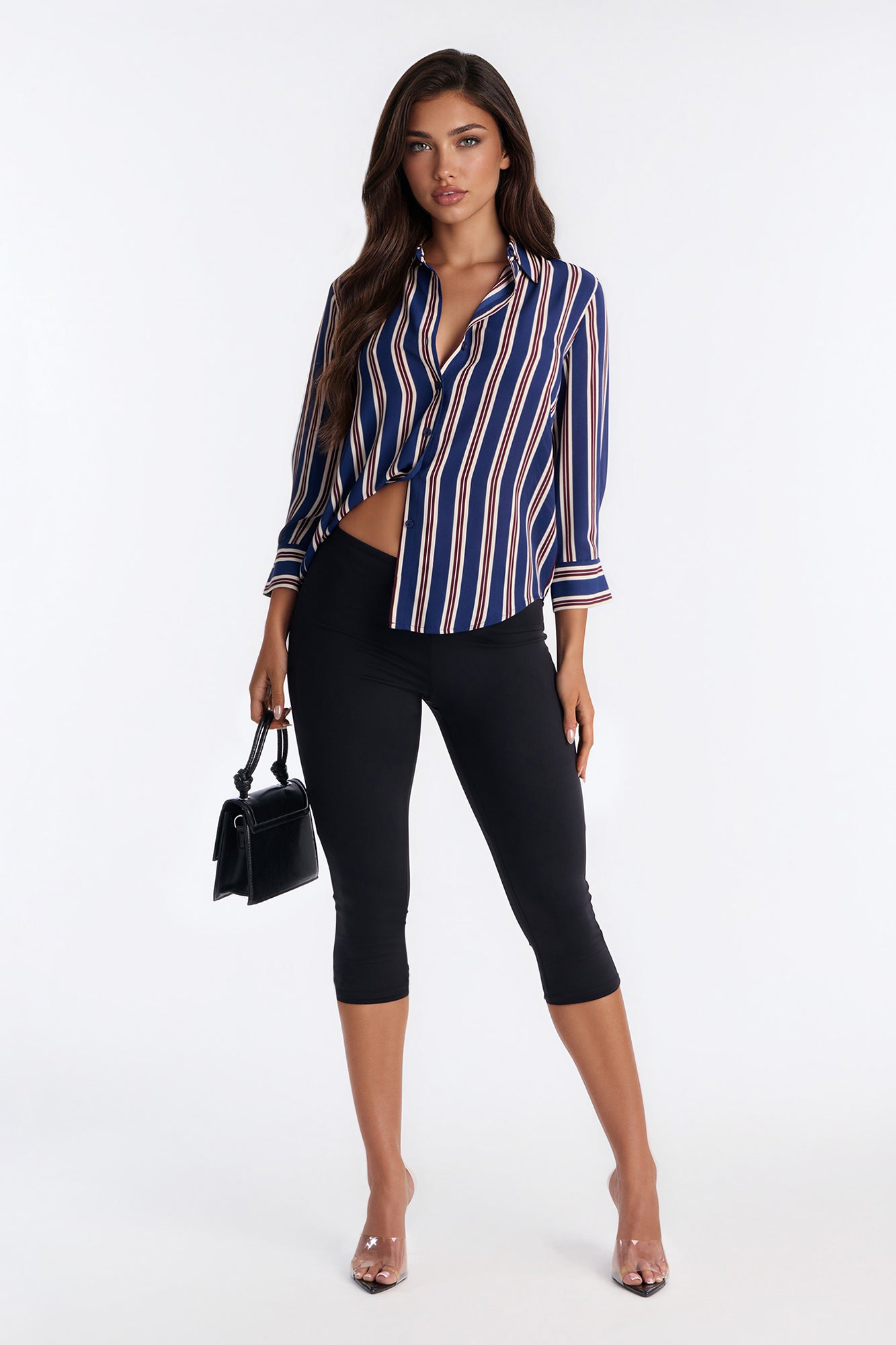 Stripes On Stripes Button Down Shirt - Navy