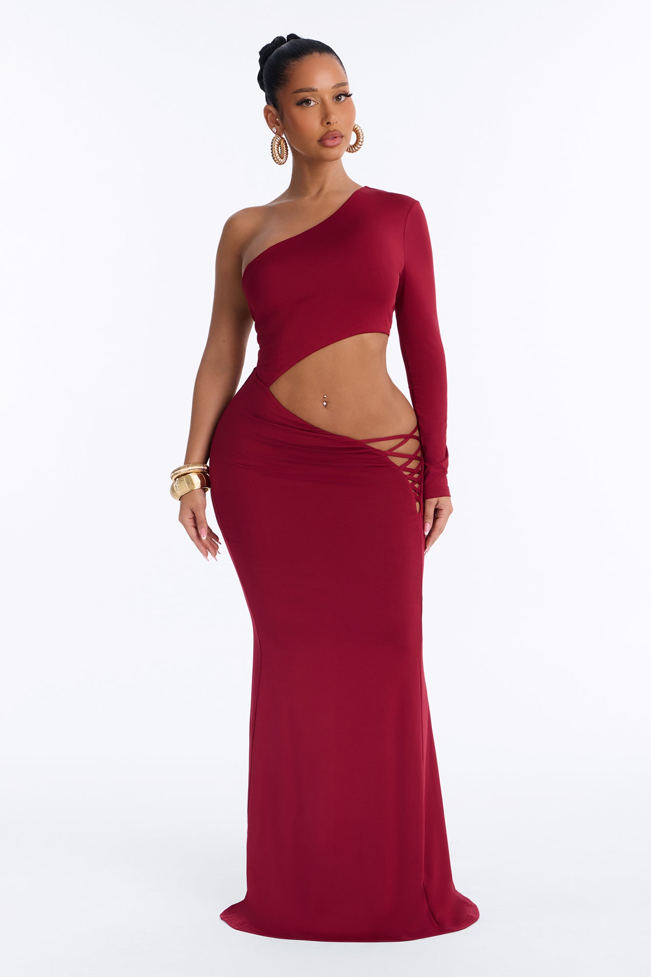 Worth The Wait Cut Out Maxi Dress - Wine