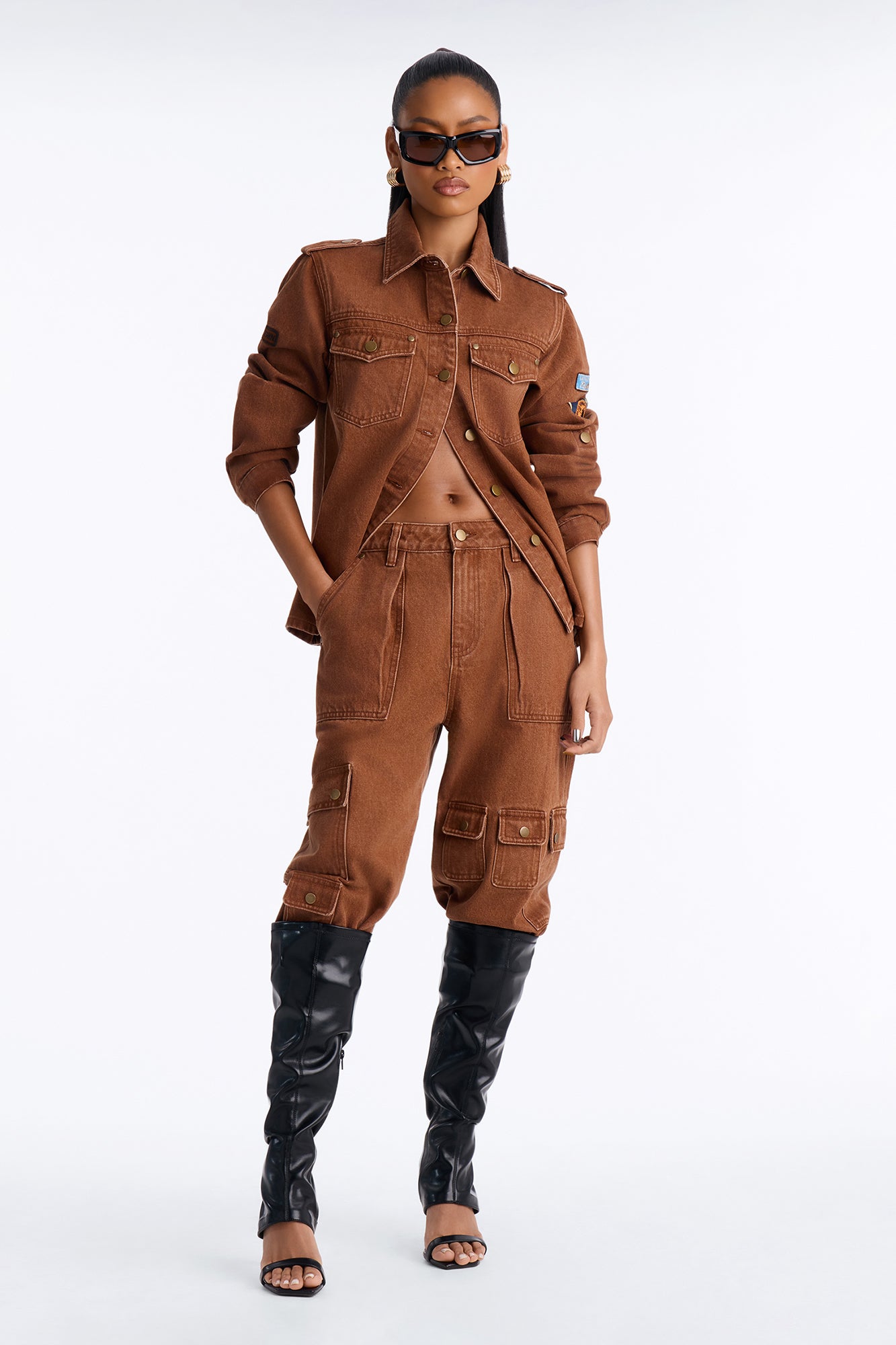 First Ranker Capri Cargo Jogger Jeans - Brown