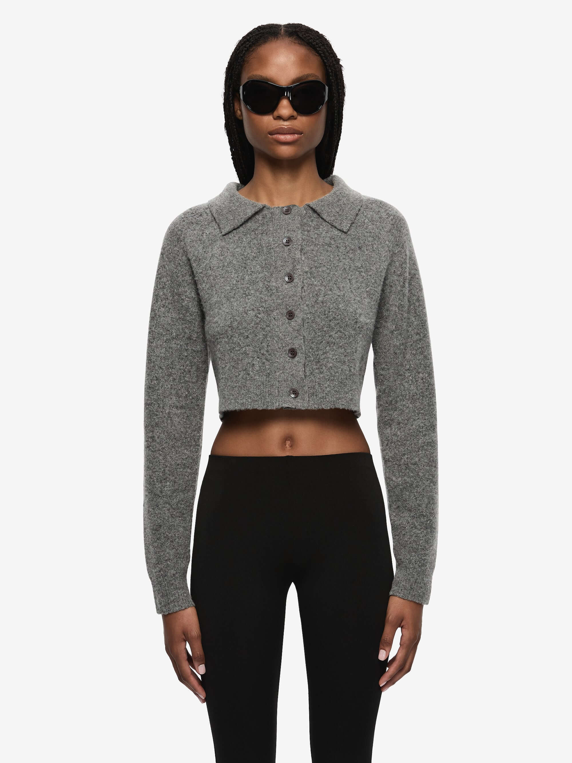 ADA CROPPED CARDI - CHARCOAL