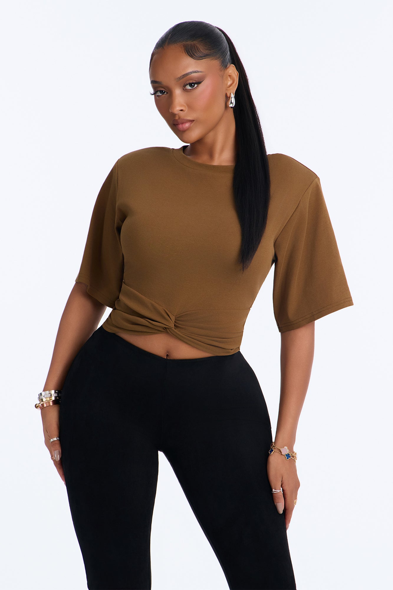 City Walk Twist Short Sleeve Tee - Olive