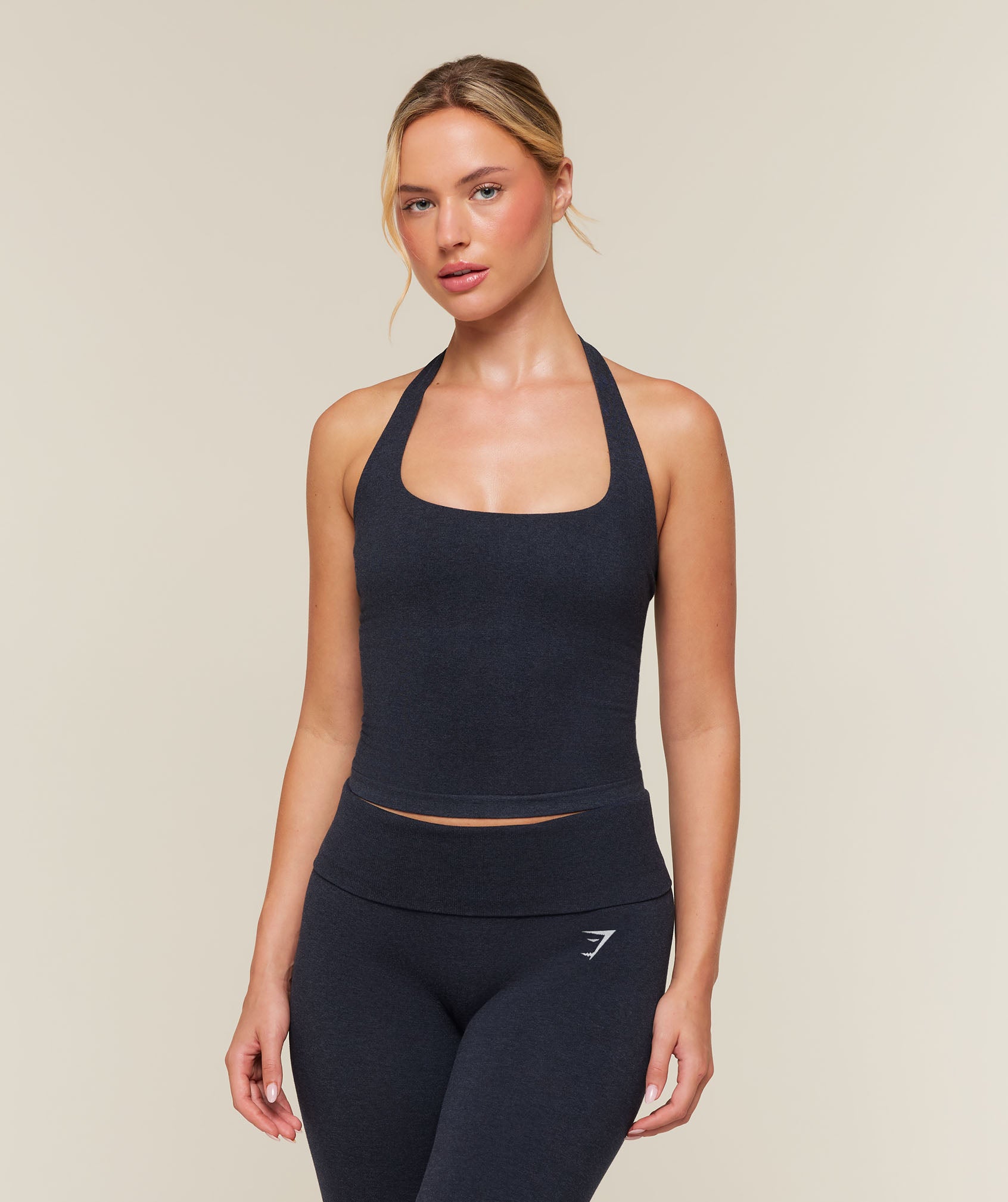 Gymshark CottonMove™ Halterneck Top - Deep Blue Marl
