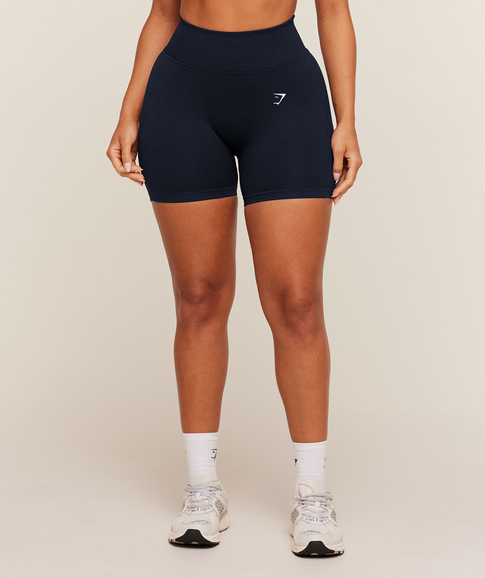 Gymshark Lift Seamless High-Rise Shorts - Midnight Blue/Black Marl